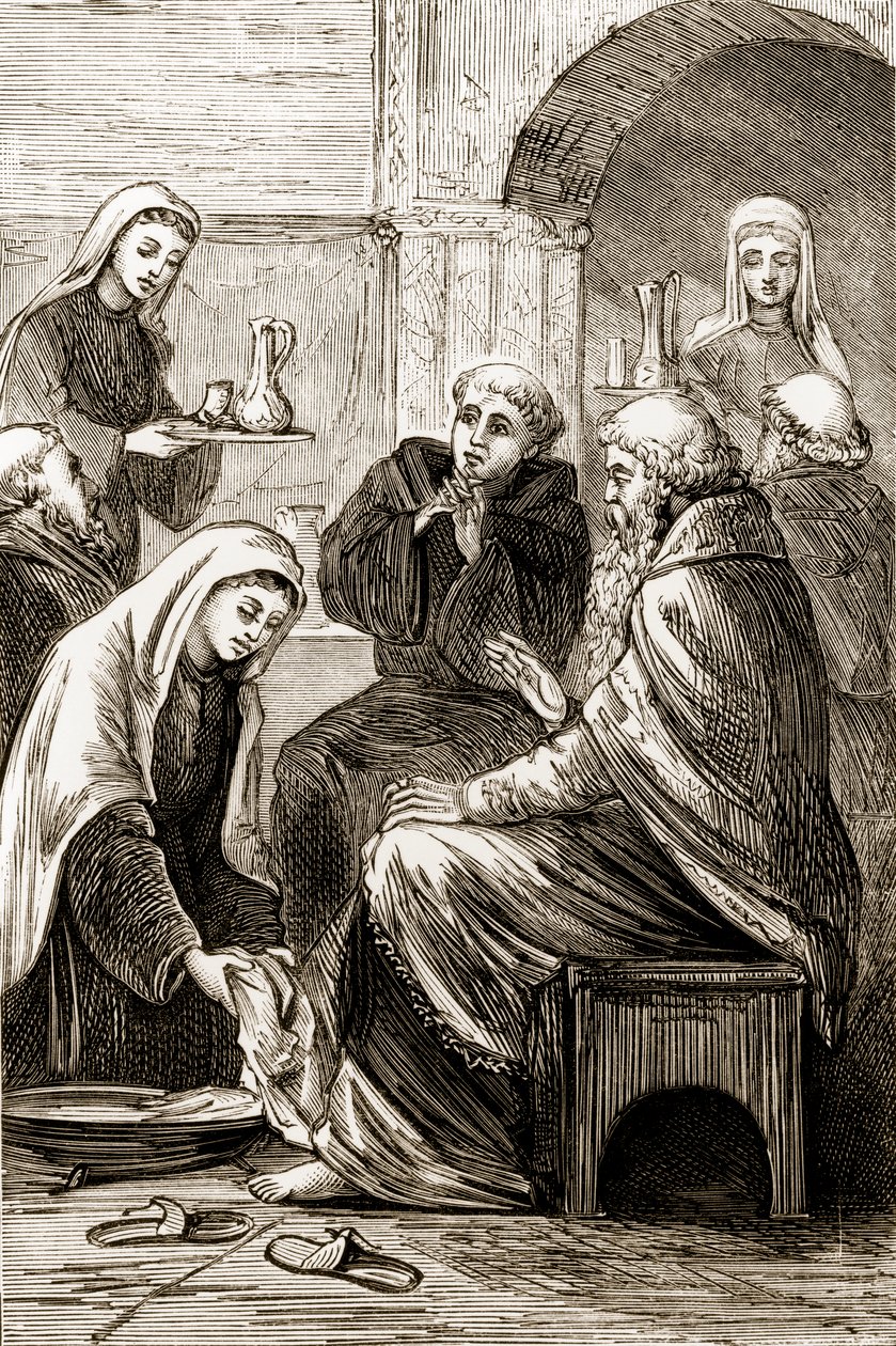 St. Brigit underholder en biskop, fra The Trias Thaumaturga, eller Three Wonder-Working Saints of Ireland, af Mary Cusack (1829-99) udgivet omkring 1890