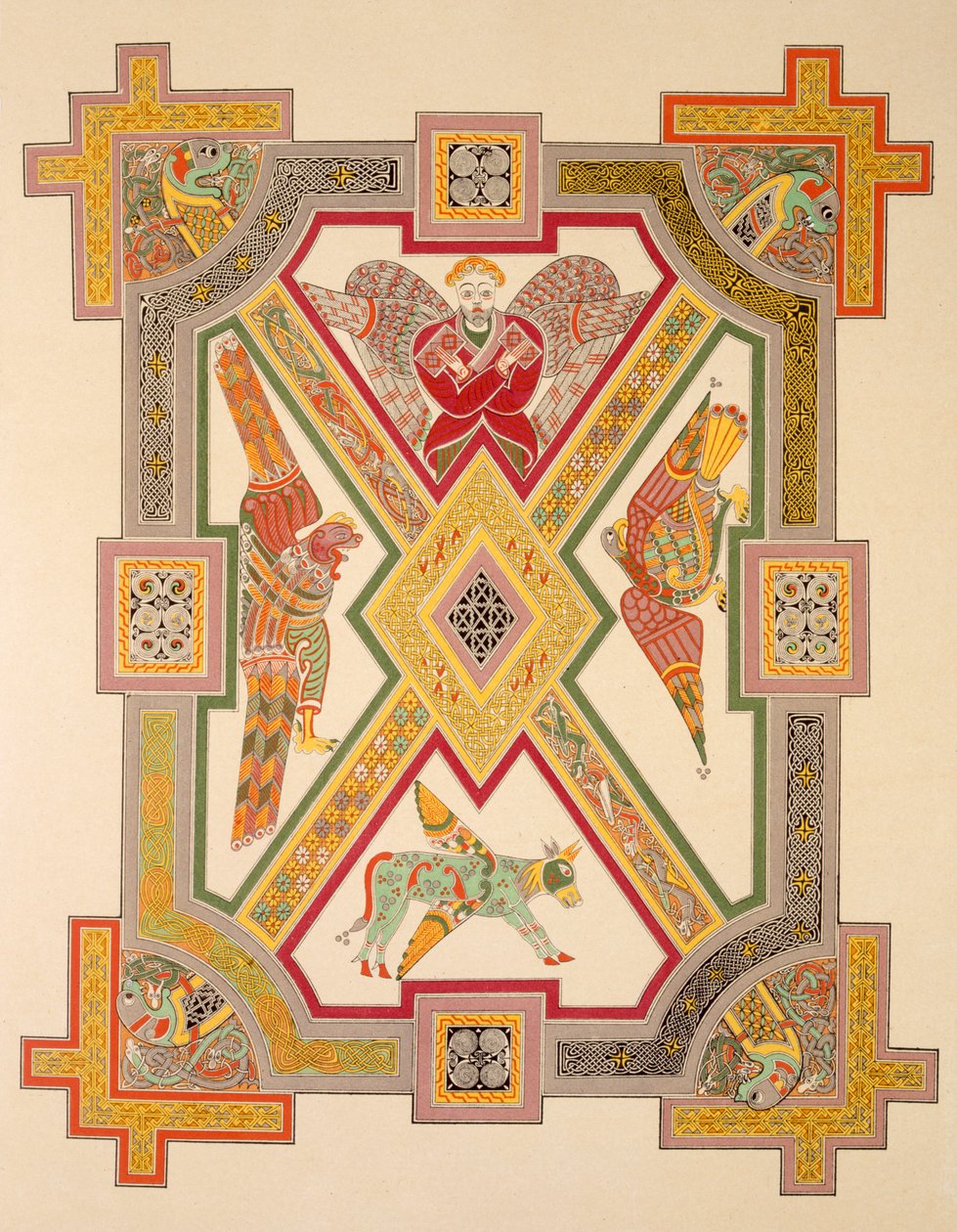 De fire evangelister, fra en faksimilekopi af Book of Kells, pub. af Day & Son af Irish School