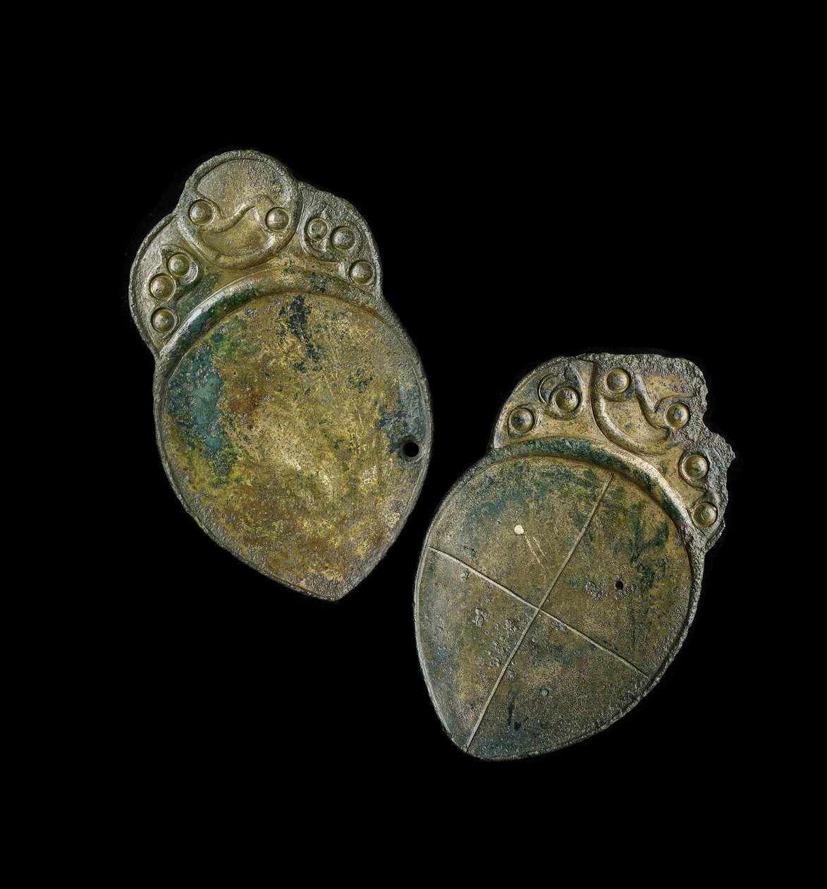 Et par skeer med støbt dekoration, fra et sted i Penbryn, Ceredigion, Wales, jernalderen (støbejern) af Iron Age