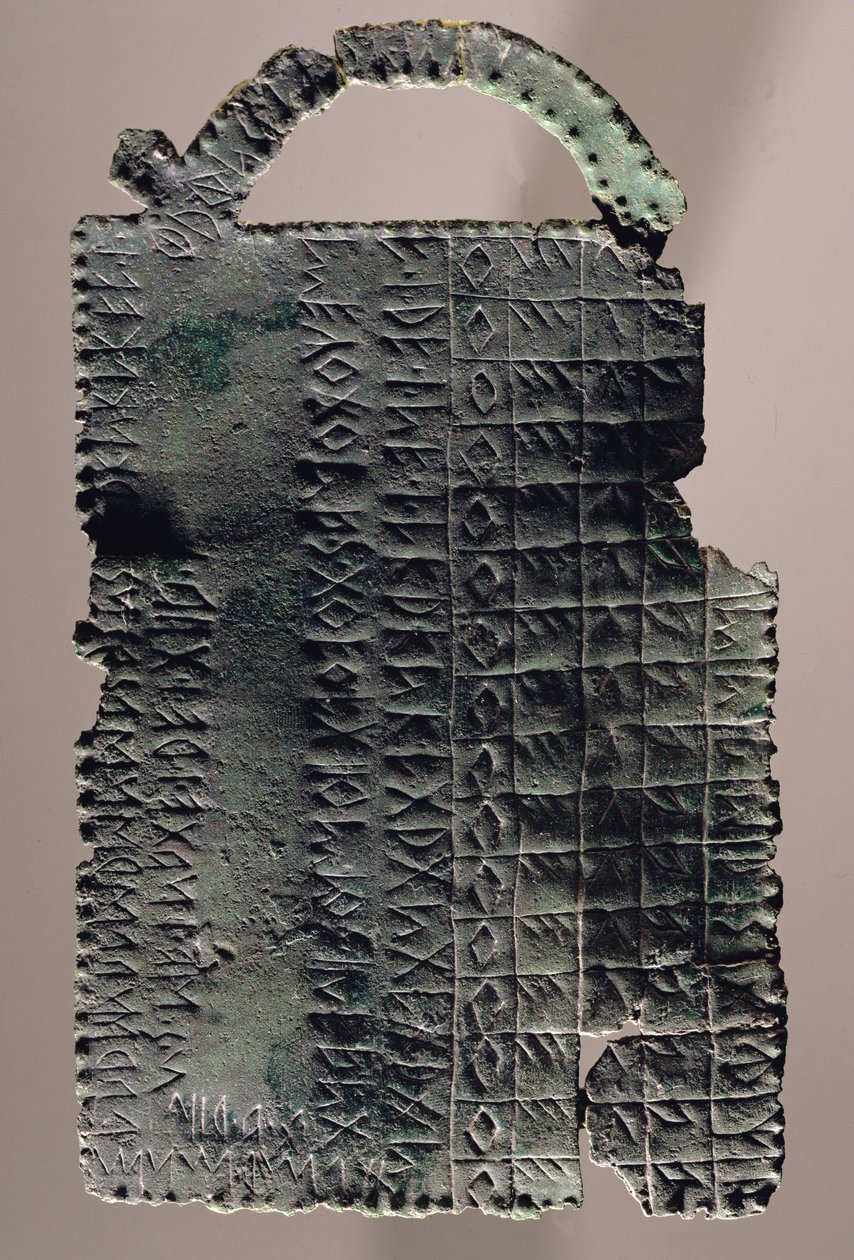 Plaque med palæo-venetiansk alfabetinskription (bronze) af Iron Age