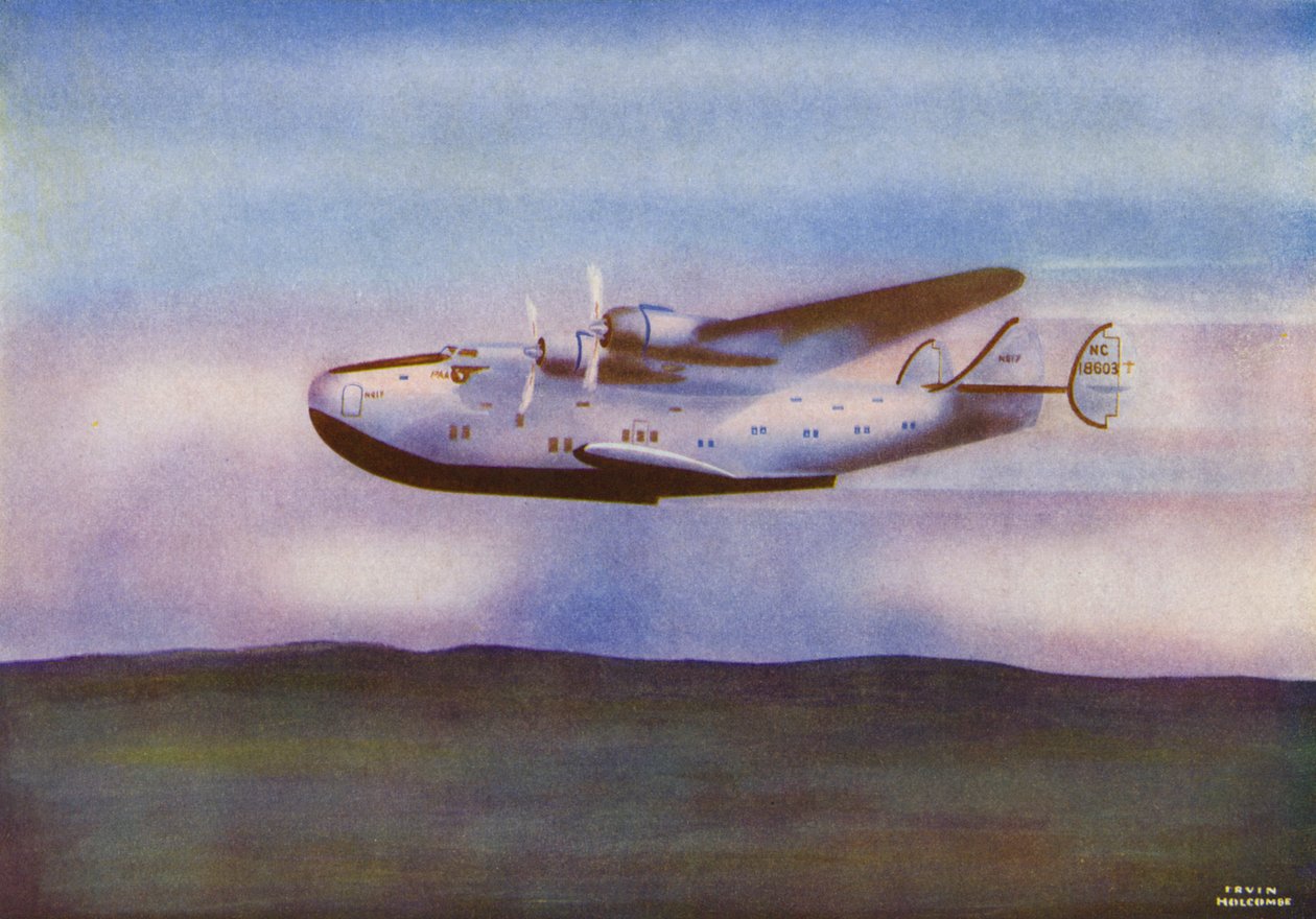 Boeing 314, Yankee Clipper (farvelitografi) af Irvin L. Holcombe