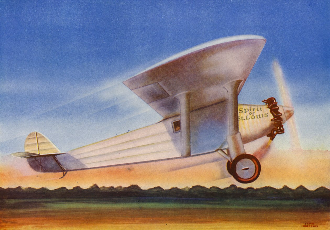 Ryan Monoplane, Spirit of St Louis (farvelitografi) af Irvin L. Holcombe