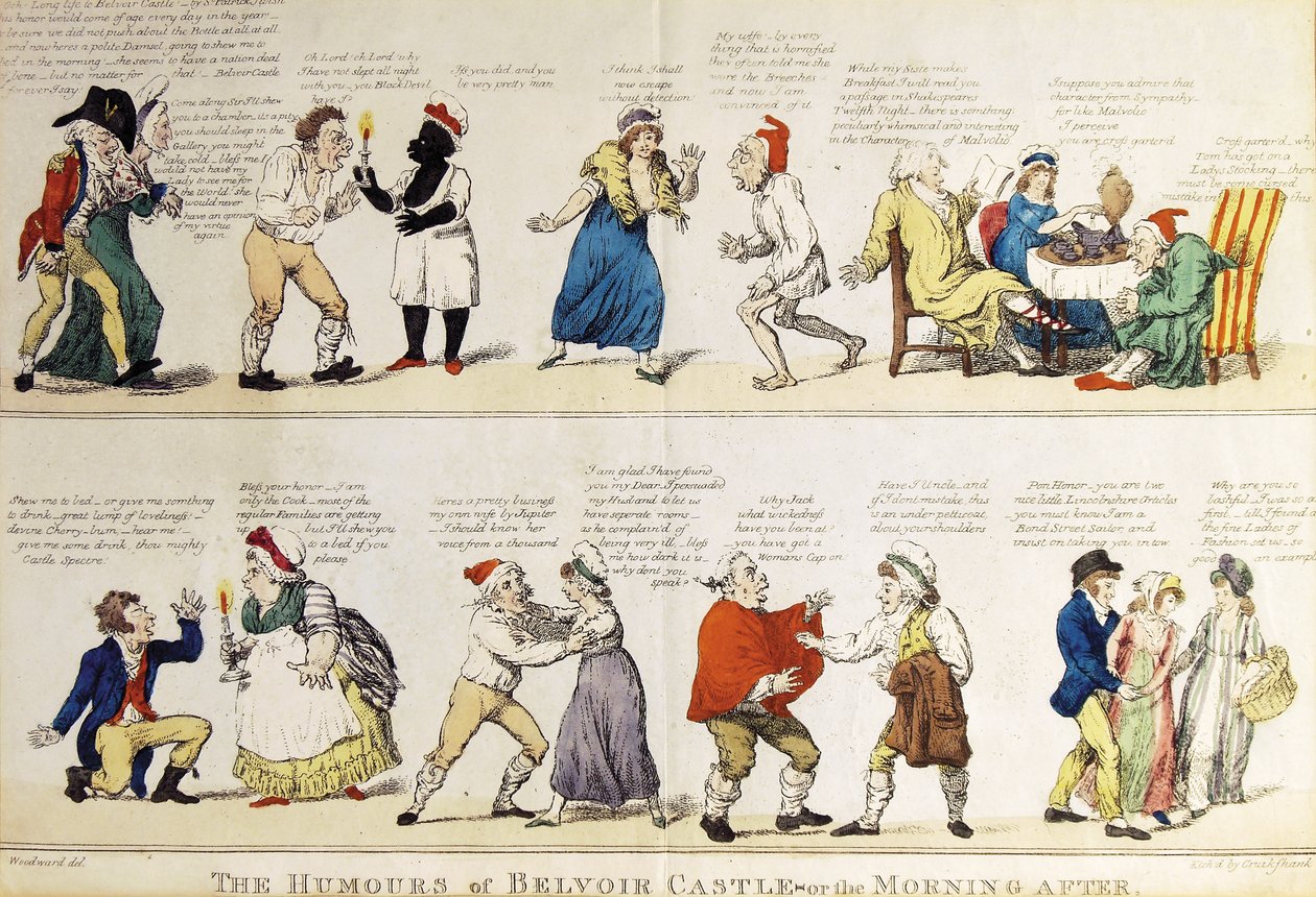 Karikatur der skildrer den 5. hertug af Rutlands udsvævende voksenfest, 1799 af Isaac Cruikshank