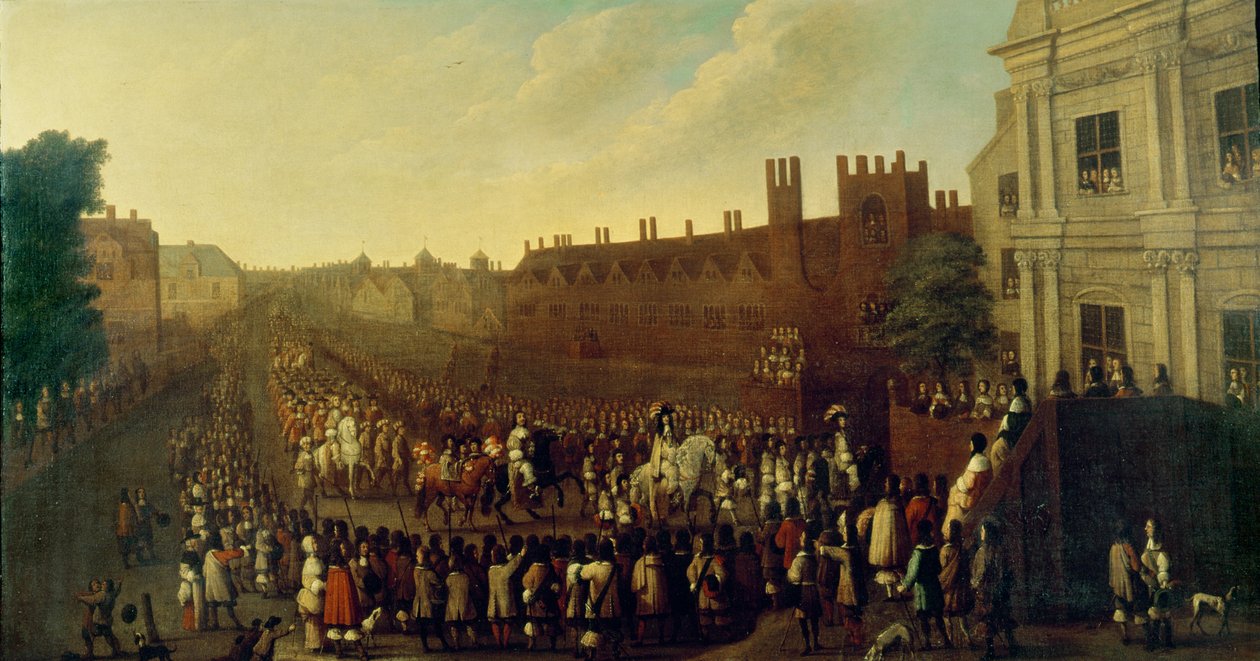 Restaureringen af Charles II (1630-85) i Whitehall den 29. maj 1660, ca. 1660 af Isaac Fuller