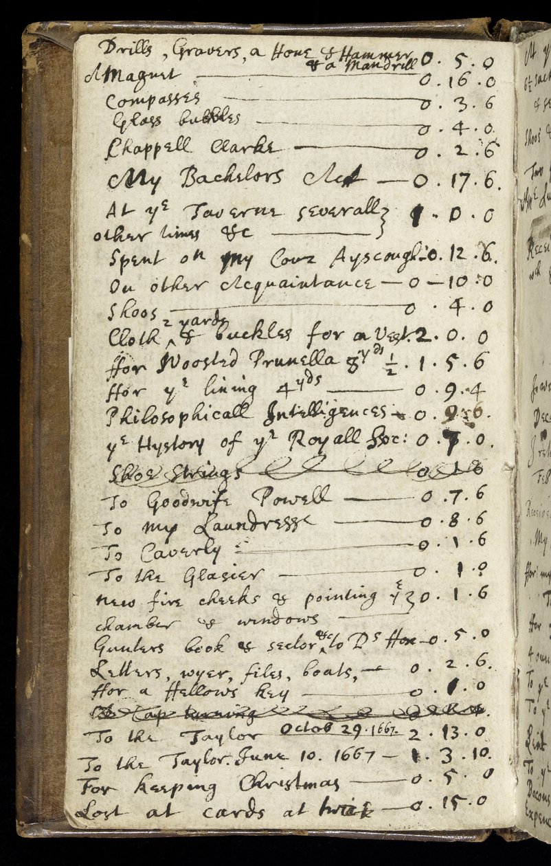Ms 1-1936 f.6v Side fra en notesbog, ca.1665-68 (blæk på papir) af Isaac Newton