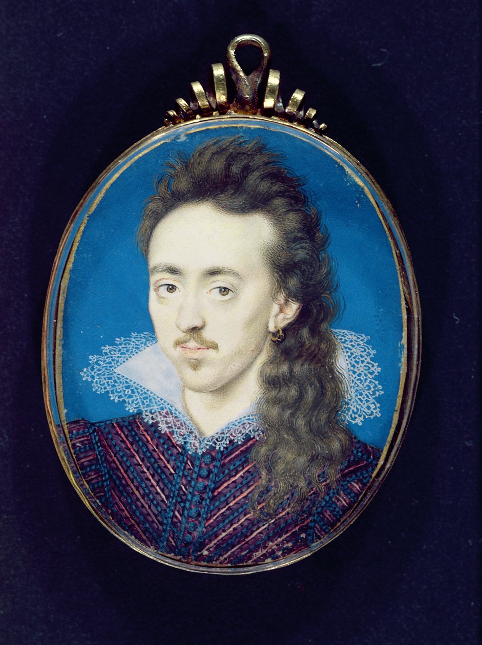 Dudley North (1581-1617) 3. Baron North, 1608-10 (kropsfarve på vellum lagt på kort) af Isaac Oliver