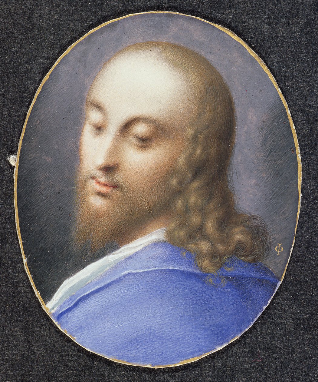 Jesus Kristus, ca.1610 (wc på pergament på kort) af Isaac Oliver
