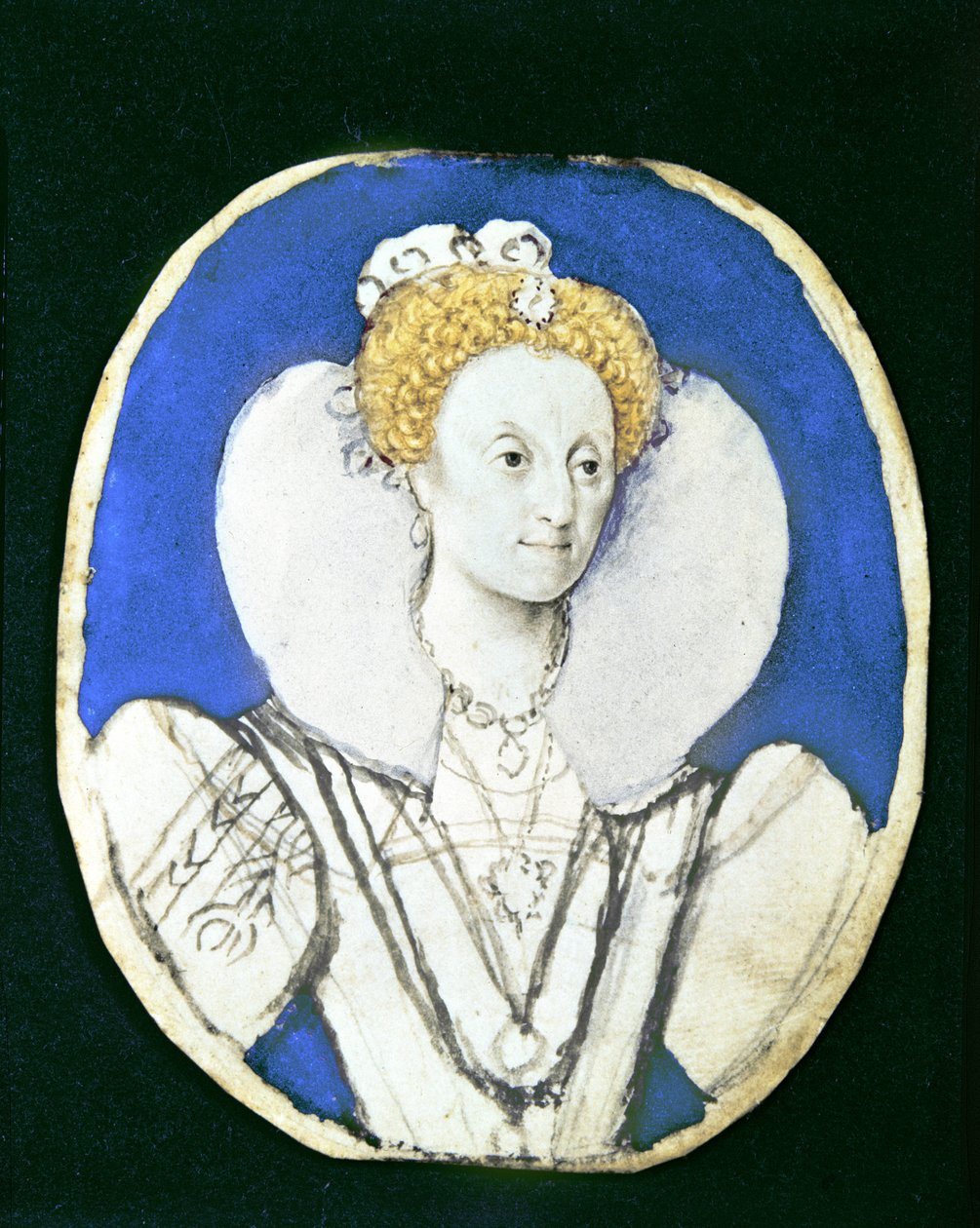 Portræt af Elizabeth I (wc på vellum) af Isaac Oliver