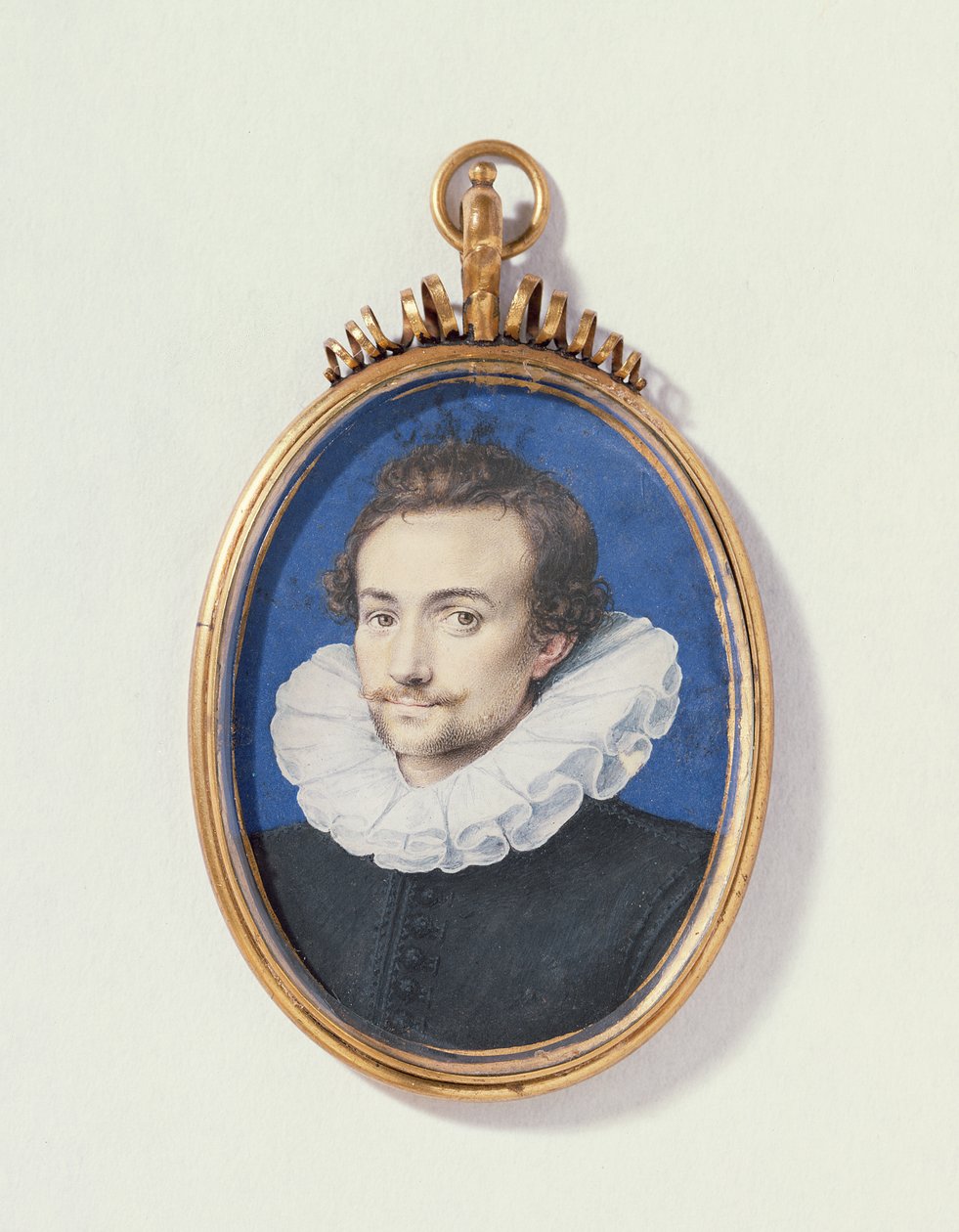 Portræt af en mand i sort, ca. 1590-1600 (wc på vellum) af Isaac Oliver