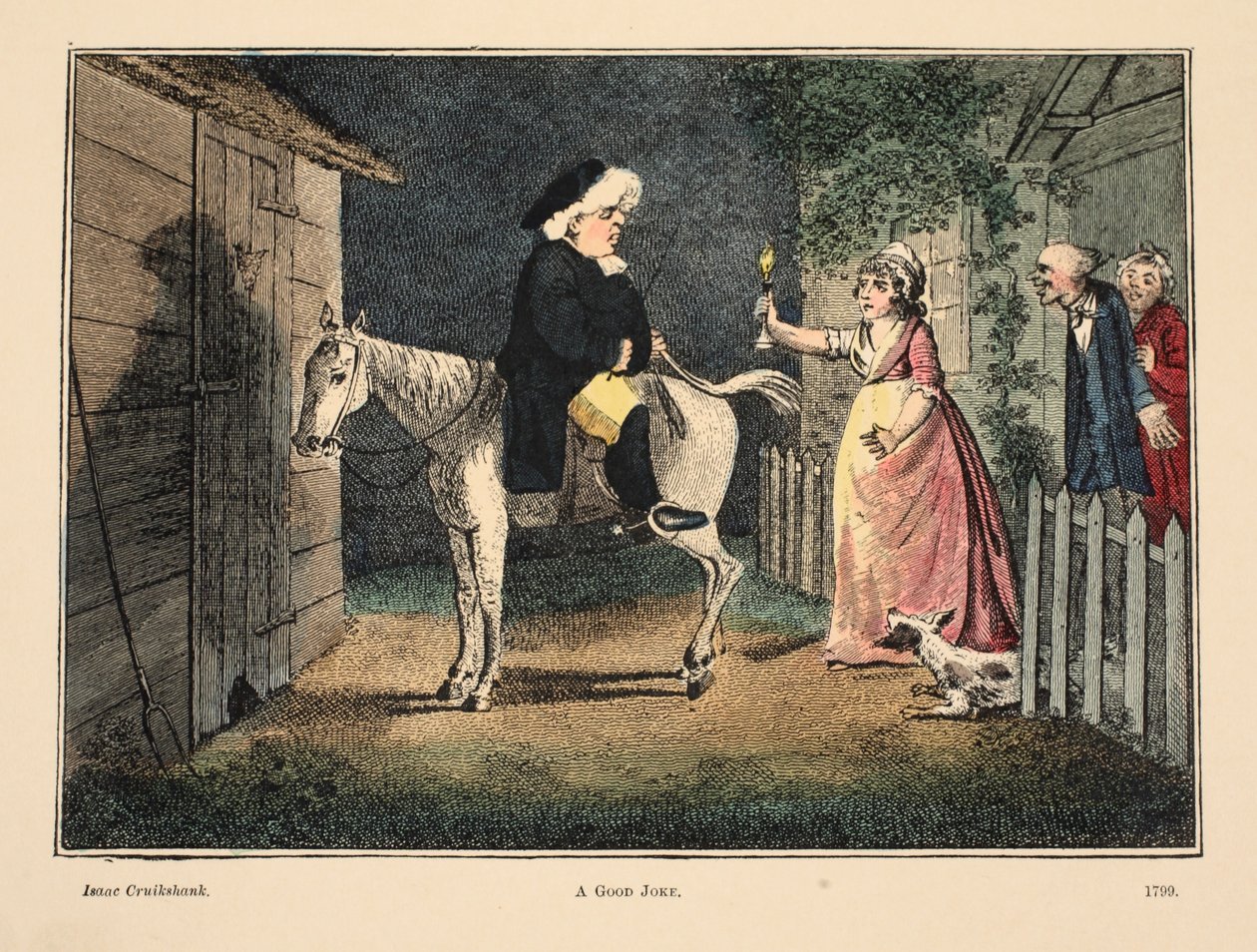 A Good Joke, 1890 (håndfarvet gravering) af Isaac Robert Cruikshank