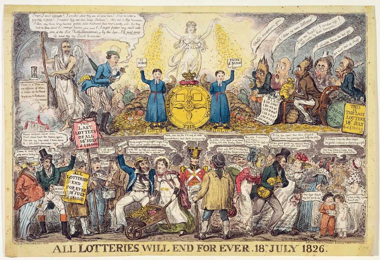 Slutningen af lotteriet, 1826 af Isaac Robert Cruikshank