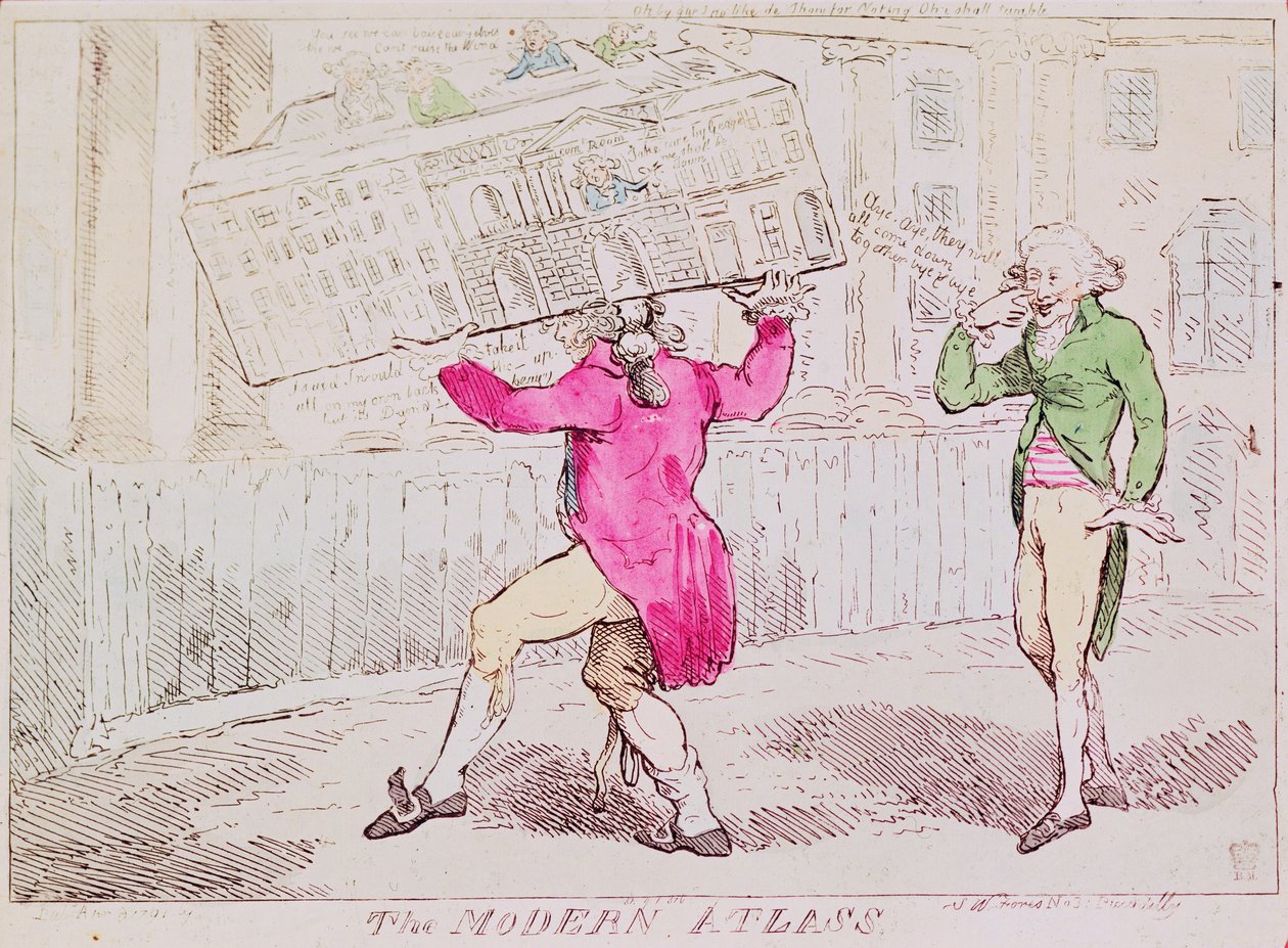 The Modern Atlas, udgivet af S.W. Fores, 1791 (håndkoloreret gravering) af Isaac Robert Cruikshank