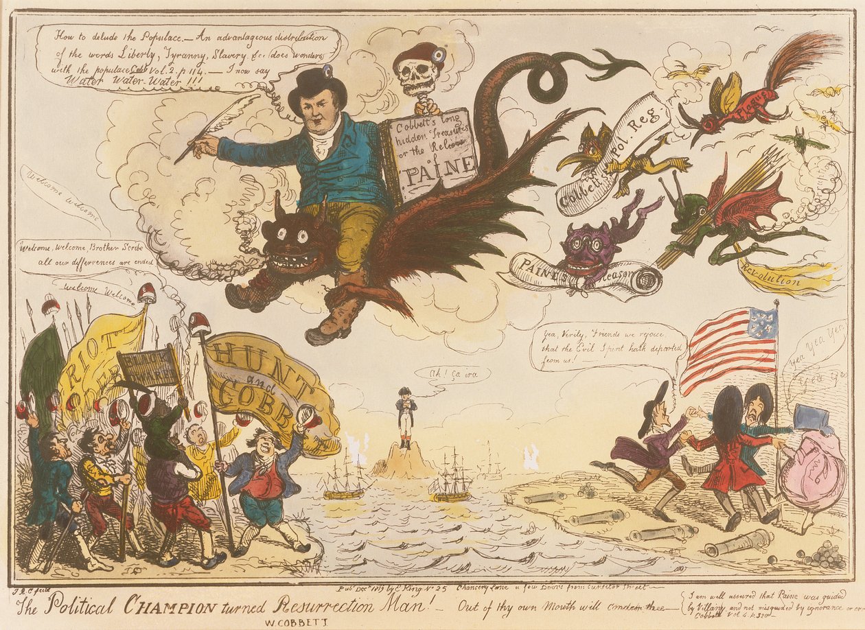 Den politiske mester blev opstandelsesmand! -Ud af din egen mund vil fordømme dig.., 1819 (farveætsning) af Isaac Robert Cruikshank