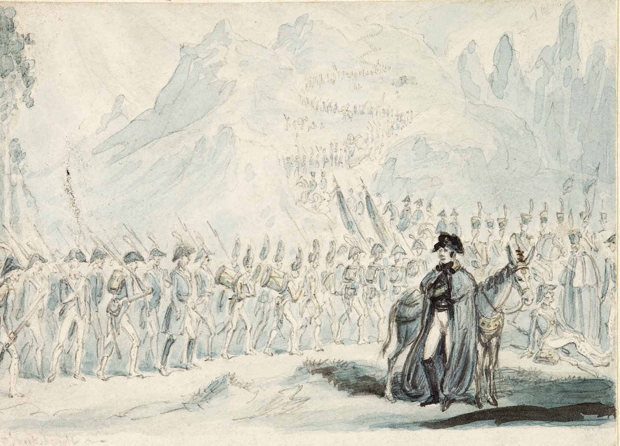 Wellington i Pyrenæerne med sit Mule af Isaac Robert Cruikshank
