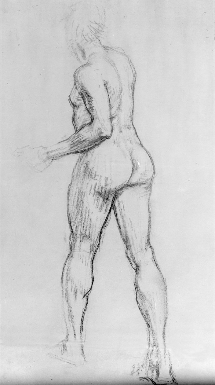 Studie af en nøgen kvinde, 1915 (kul på papir) af Isaac Rosenberg