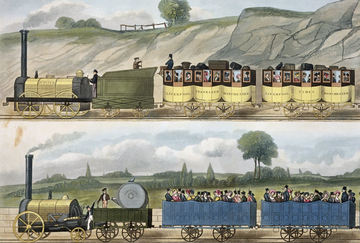 Et tog af første klasse (øverst) og et tog af anden klasse (nederst) fra 