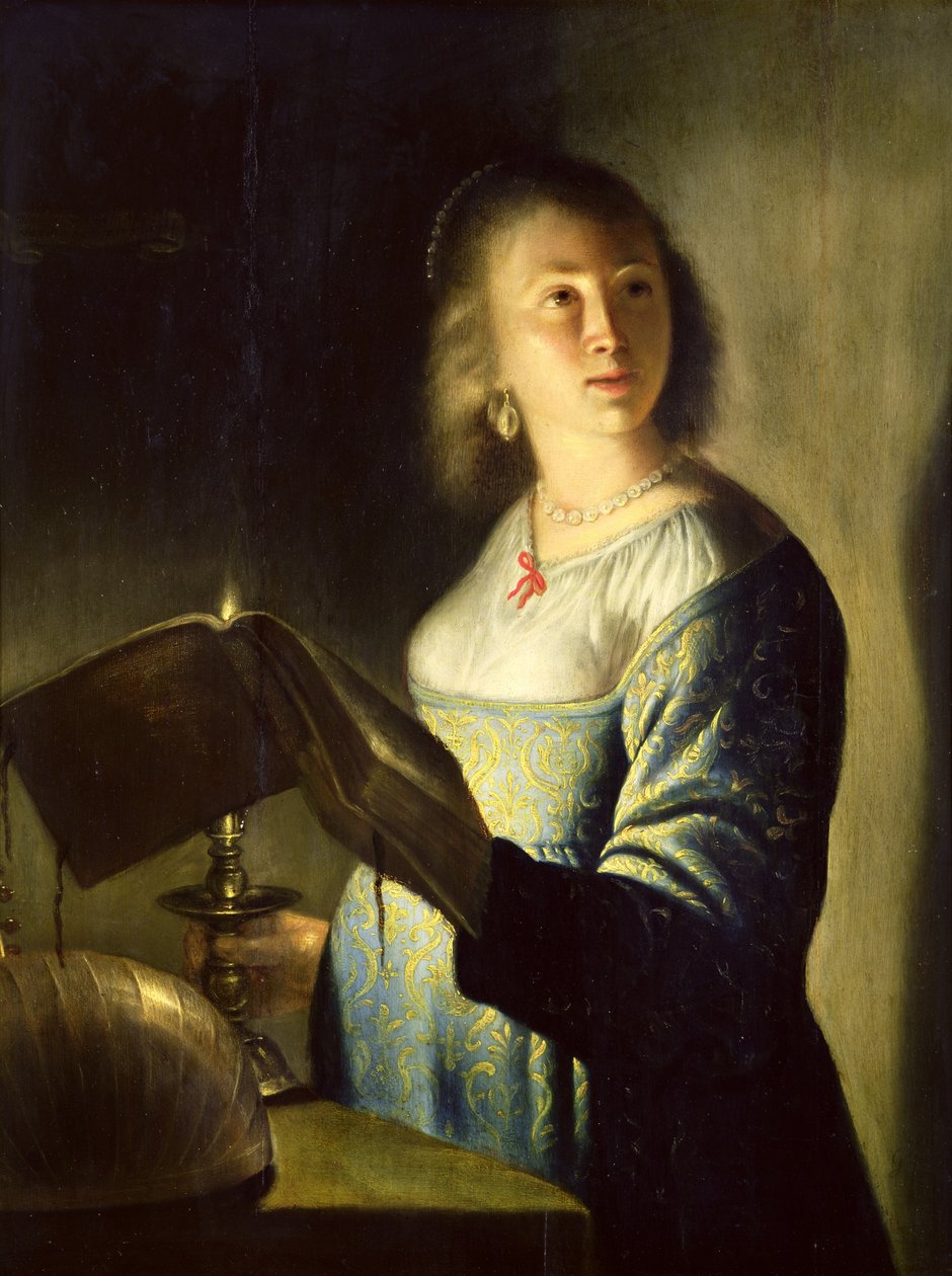 Ung kvinde med et stearinlys af Isaac de Jouderville