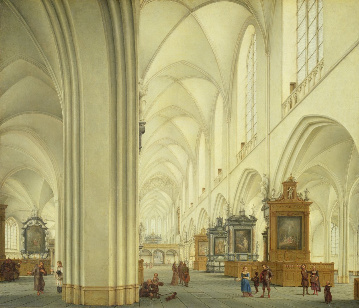 Interiør af katedralen i Antwerpen, ca. 1668 af Isaac van Nickele