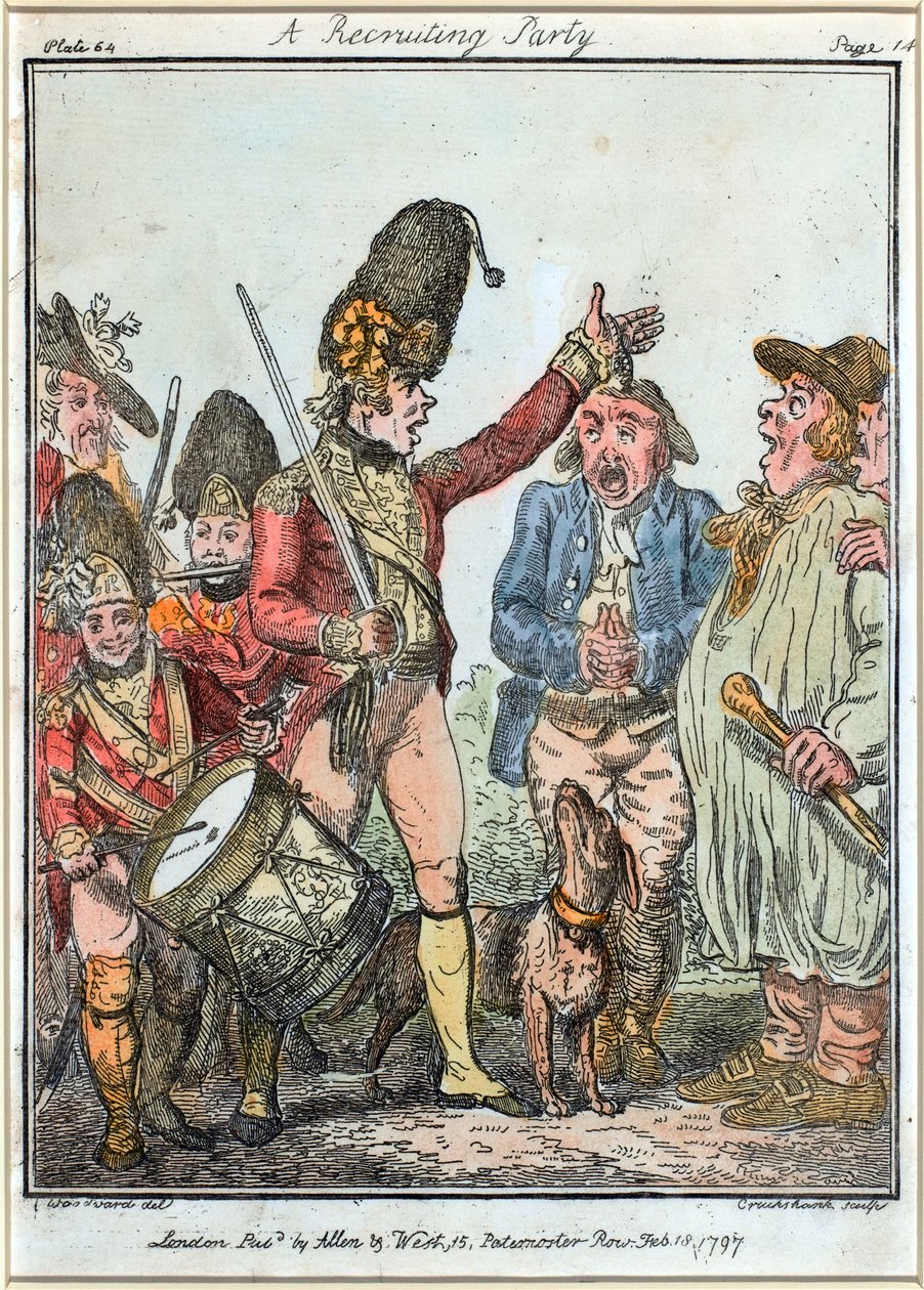 En rekrutteringsfest af Isaac (after) Cruikshank