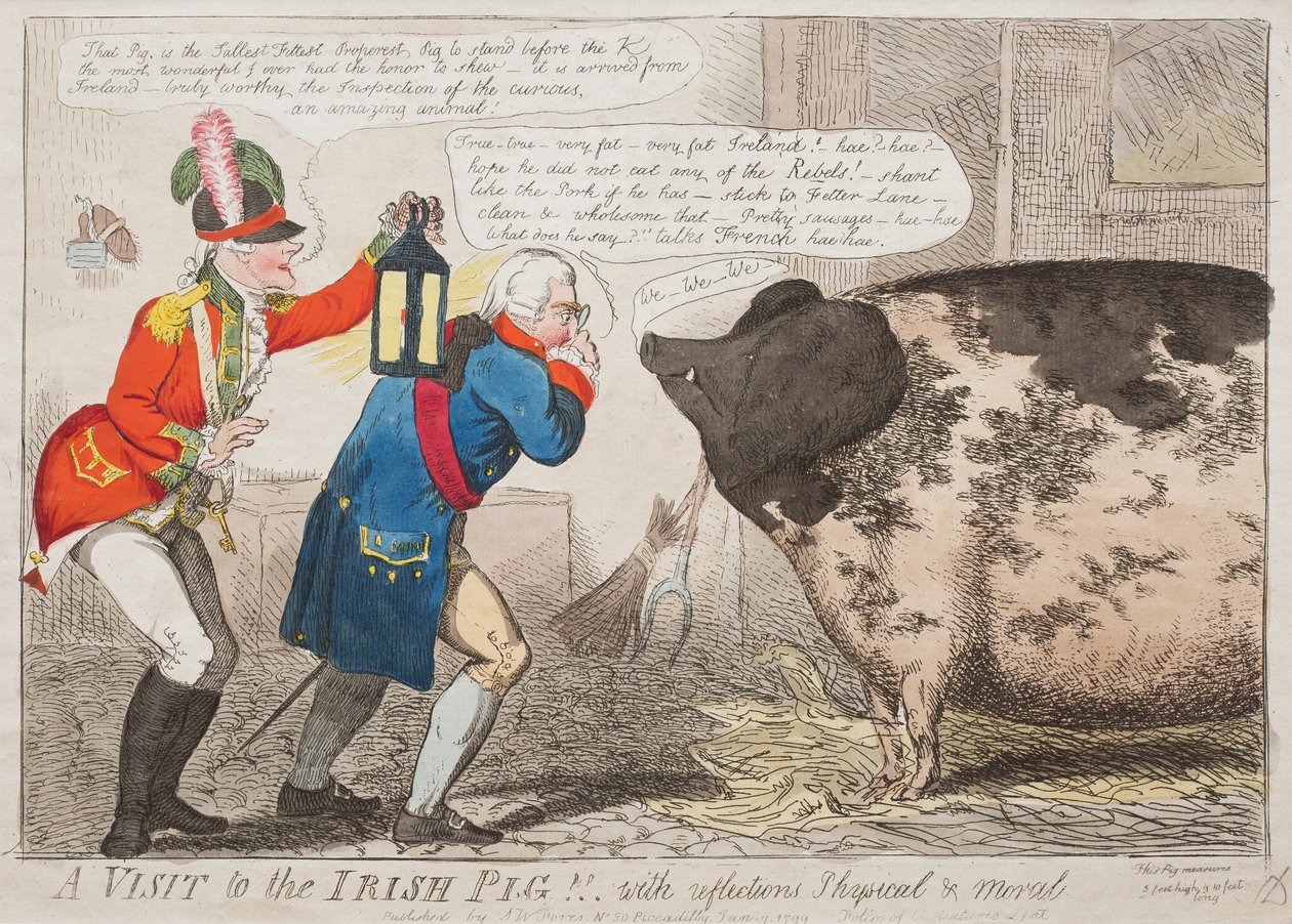 Et besøg hos den irske gris!! Med refleksioner Fysisk og moralsk af Isaac Cruikshank