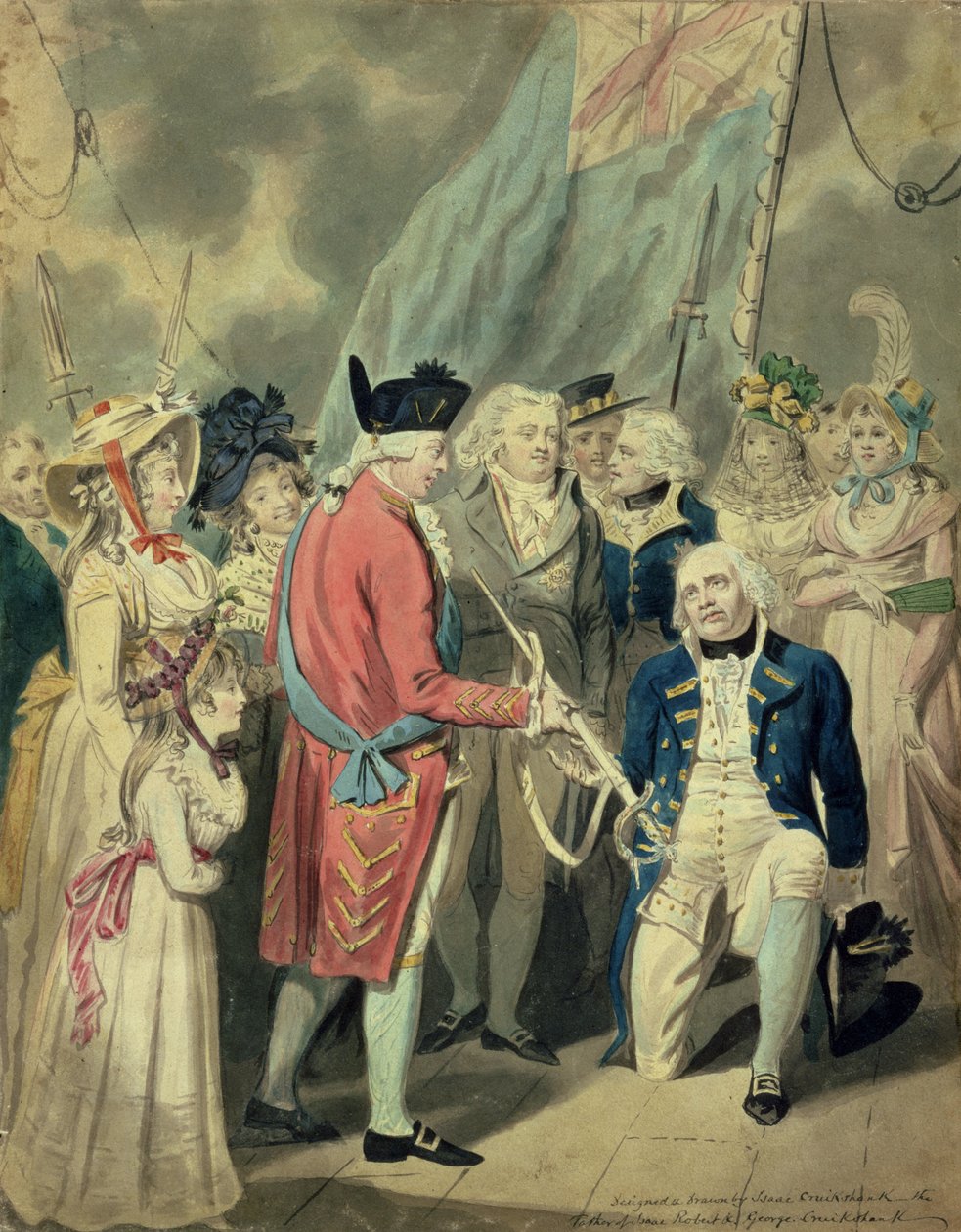 Admiral Collingwood (1750-1810) Modtager sølvsværdet (akvarel på papir) af Isaac Cruikshank