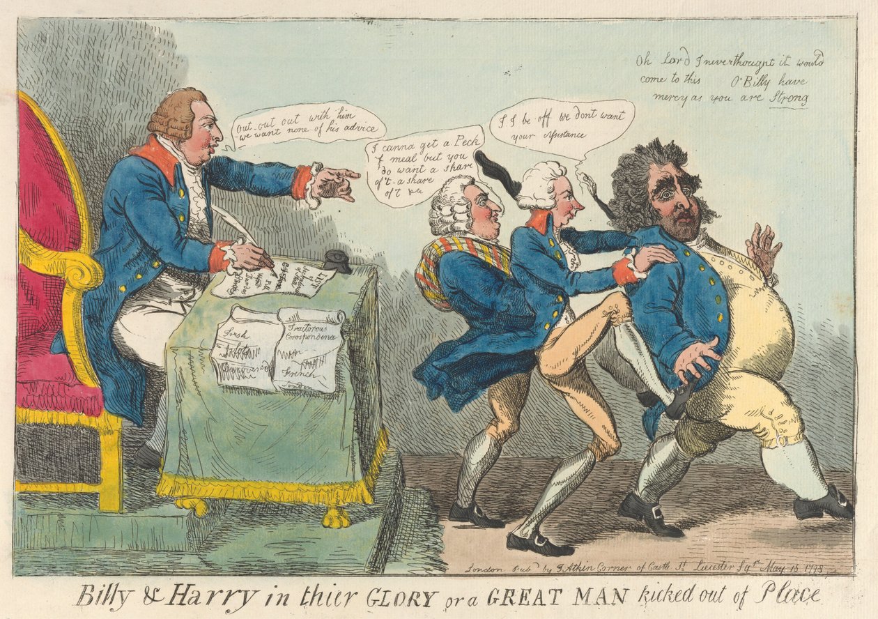 Billy & Harry in ihrer Pracht oder ein großer Mann aus seiner Position geworfen af Isaac Cruikshank