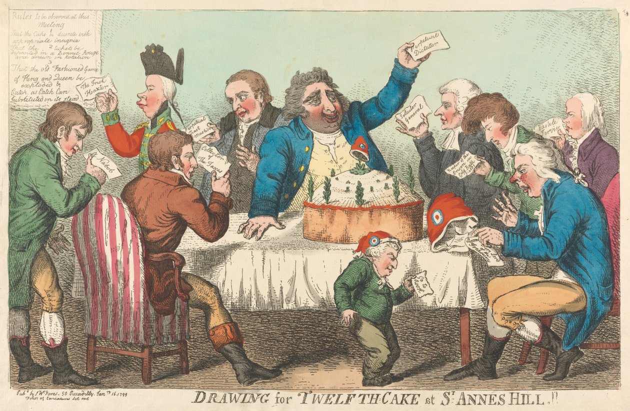Zeichnung für den Zwölften-Kuchen in St. Annes Hill af Isaac Cruikshank