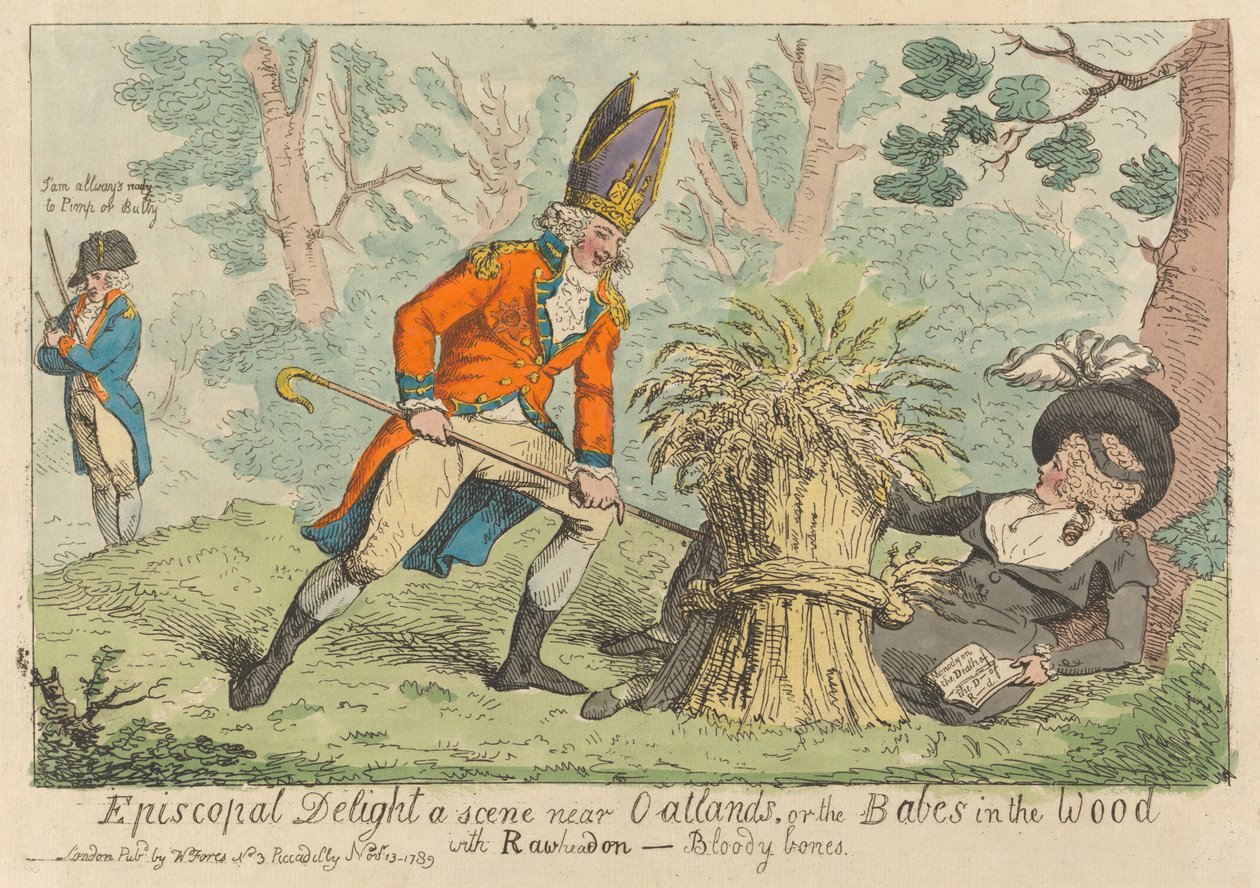 Episcopal Delight eine Szene in der Nähe von Oatlands, oder Die Babys im Wald, mit Rawheadon - Bloody Bones (aus: Karikatur, Bd. 3) af Isaac Cruikshank