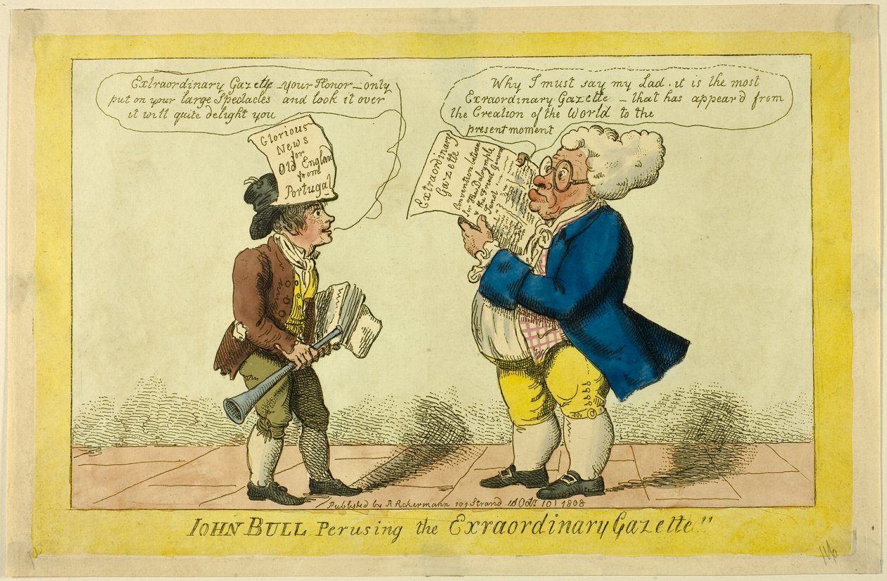 John Bull læser den ekstraordinære avis af Isaac Cruikshank