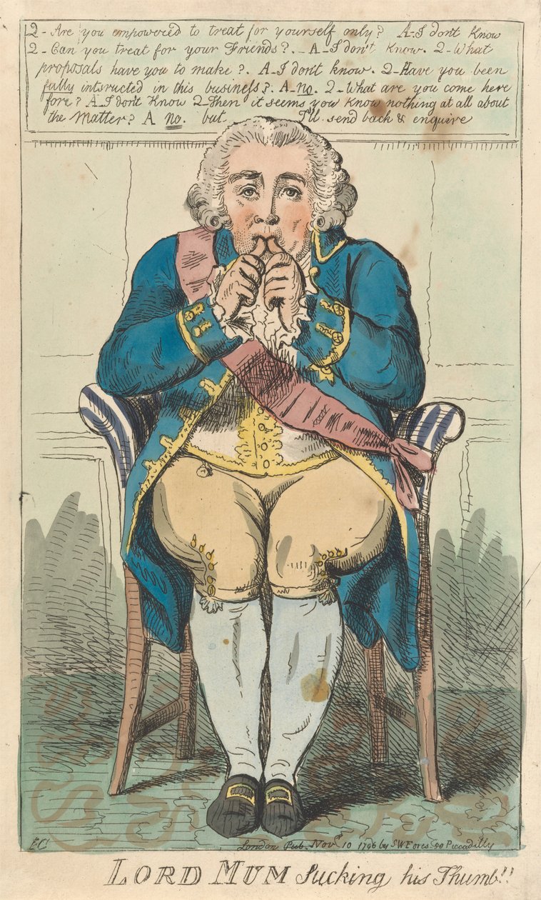 Lord Mum, der an seinem Daumen lutscht af Isaac Cruikshank