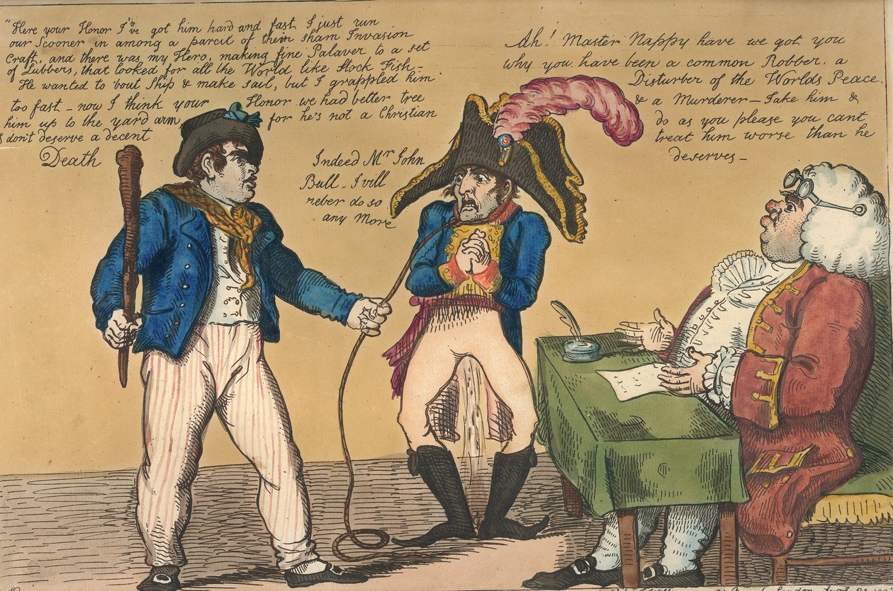 Ble i slæb, 1803 (håndkoloreret radering) af Isaac Cruikshank
