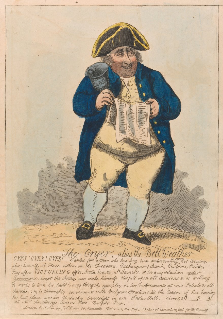 Der Rufer, alias der Glockenwetter af Isaac Cruikshank