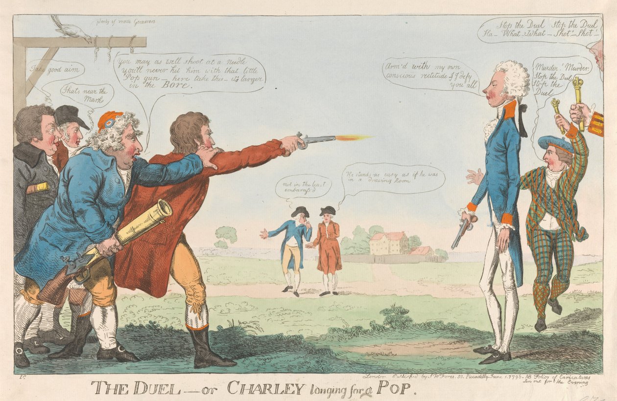 Duellen - eller Charley længes efter et skud af Isaac Cruikshank