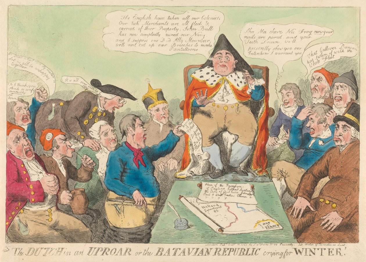 Die Holländer in Aufruhr oder die Batavische Republik ruft nach Winter af Isaac Cruikshank