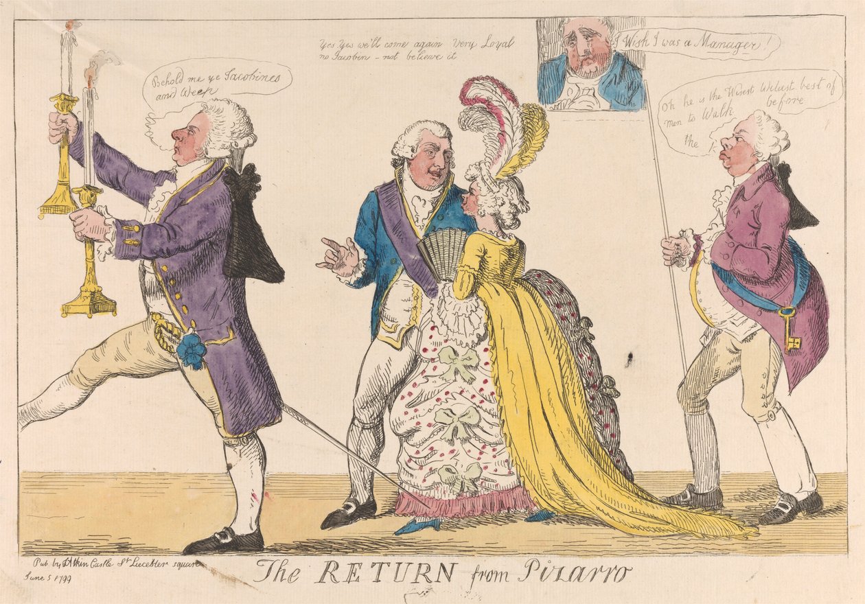 Die Rückkehr von Pizarro af Isaac Cruikshank