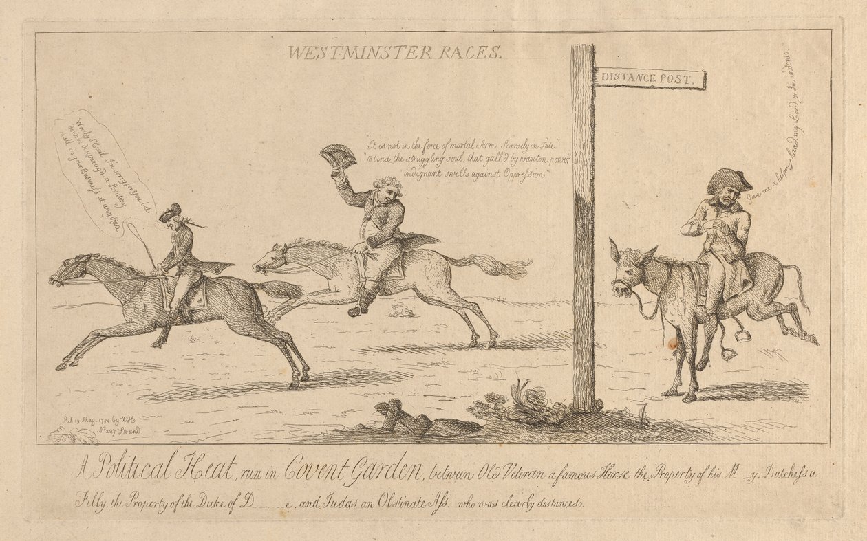 Westminster Races, A Political Heat Run i Covent Garden af Isaac Cruikshank