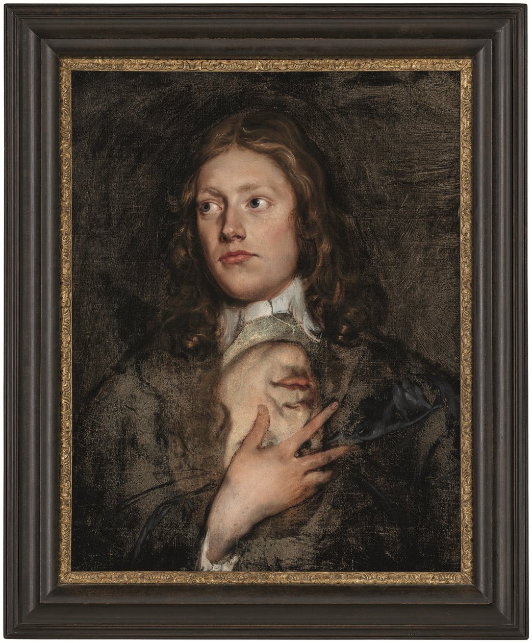 Portræt af en herre, brystlængde, med yderligere et portræt nedenunder (olie på lærred) af Isaac Fuller