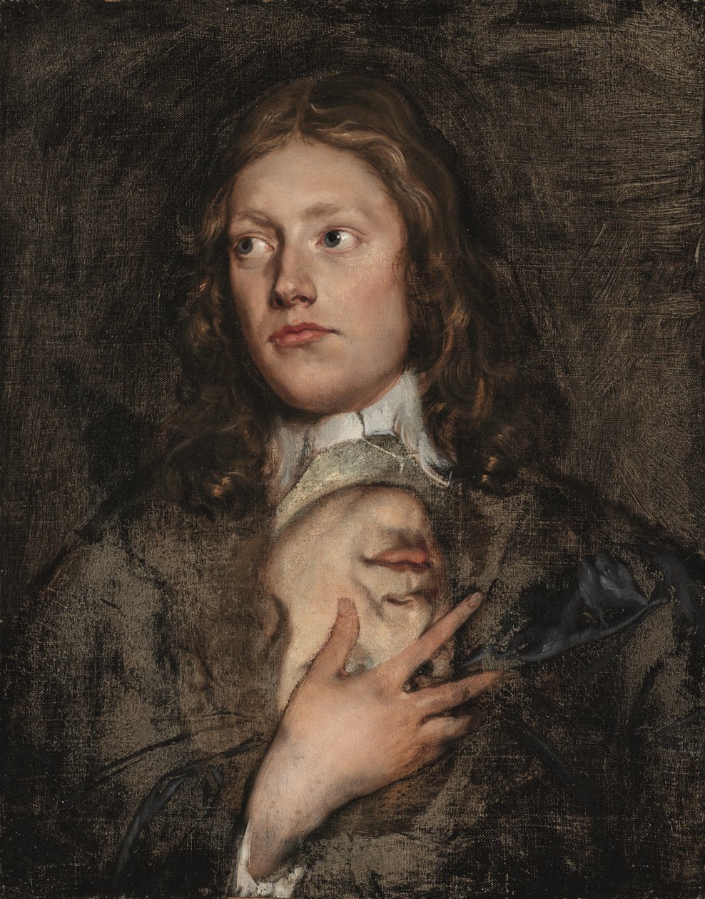 Portræt af en herre, brystlængde, med yderligere et portræt nedenunder (olie på lærred) af Isaac Fuller