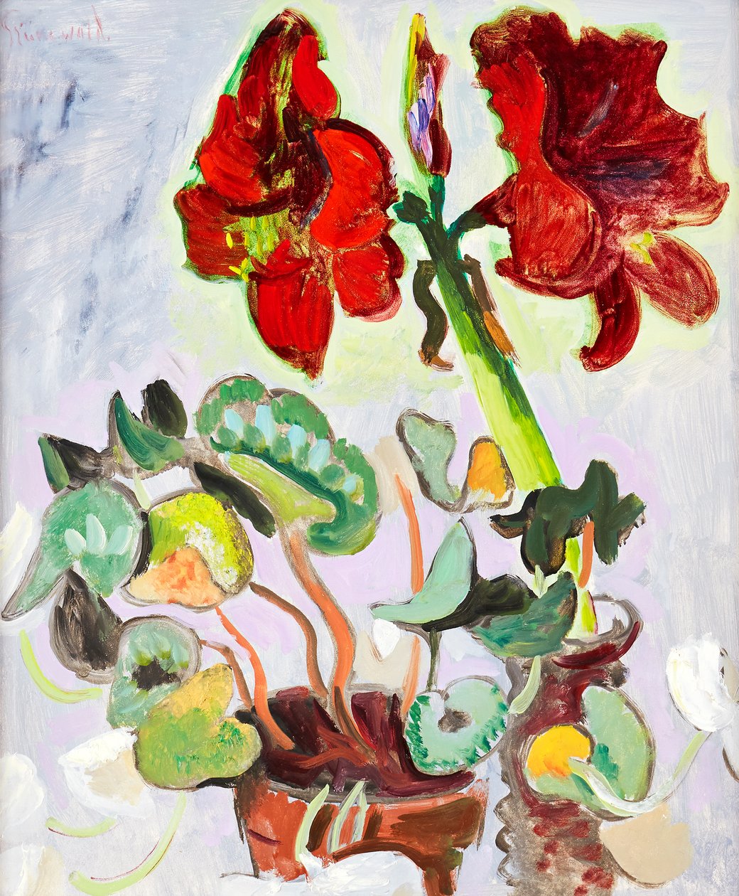 Blomsterstilleben med amaryllis af Isaac Grünewald