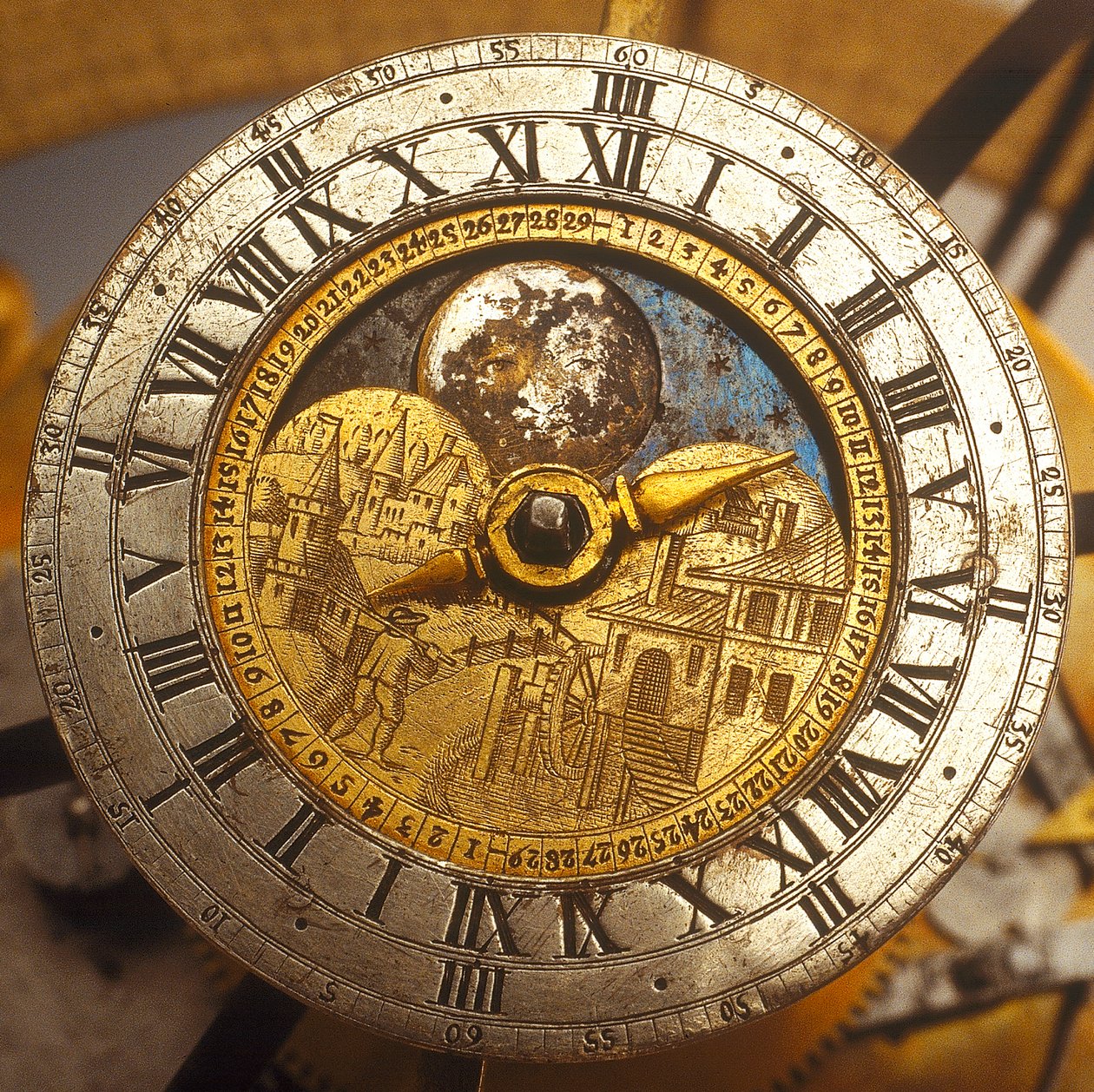 Urskive-detalje af himmelsk urværksglobus af Isaac III Habrecht