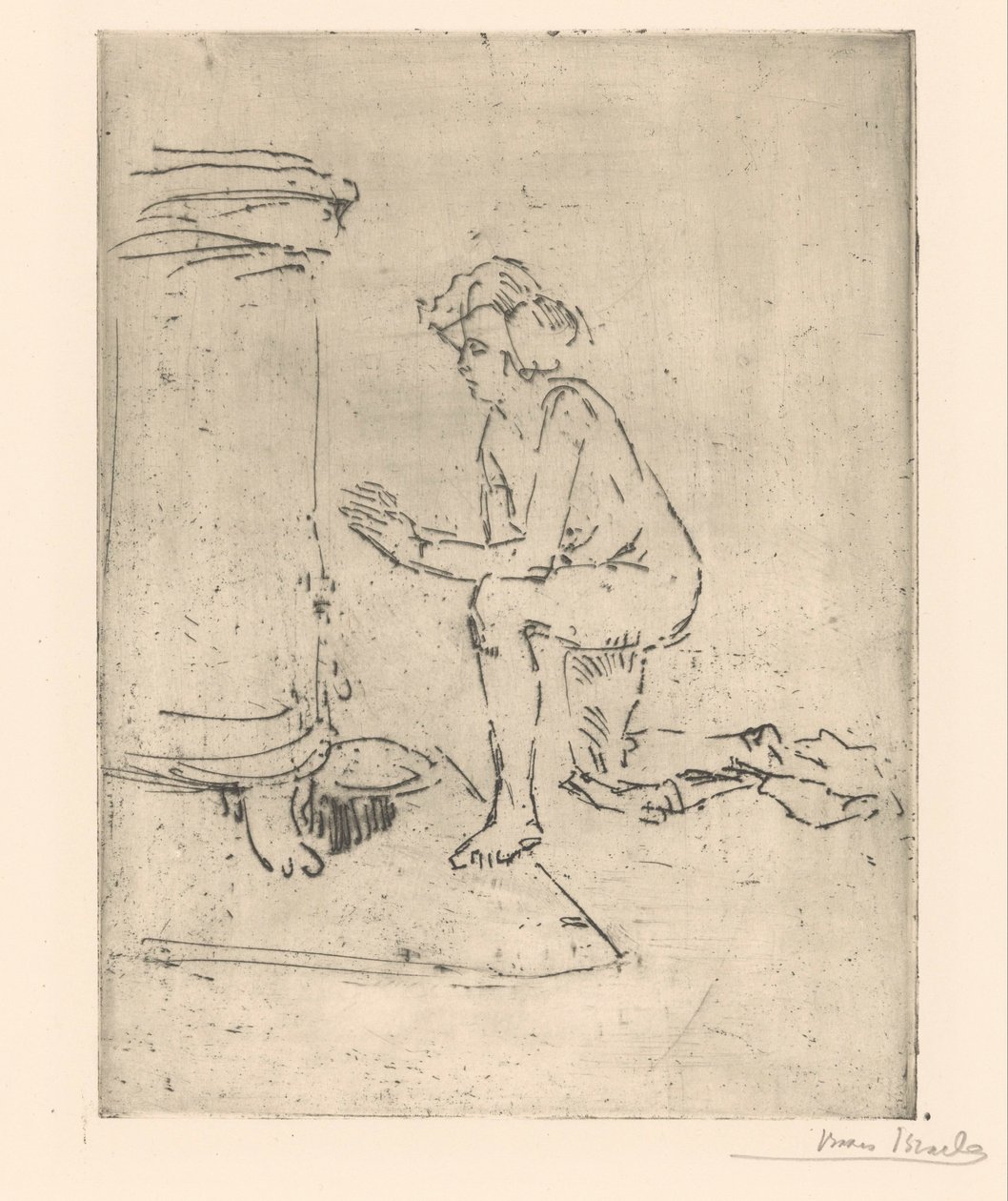 Knælende model til komfur af Isaac Israels (signed by artist)