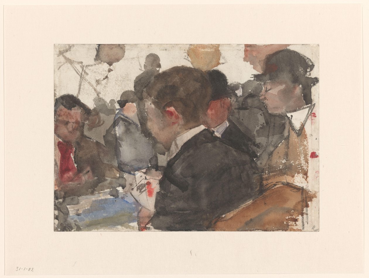 Mænd, der spiller kort på en cafe af Isaac Israels
