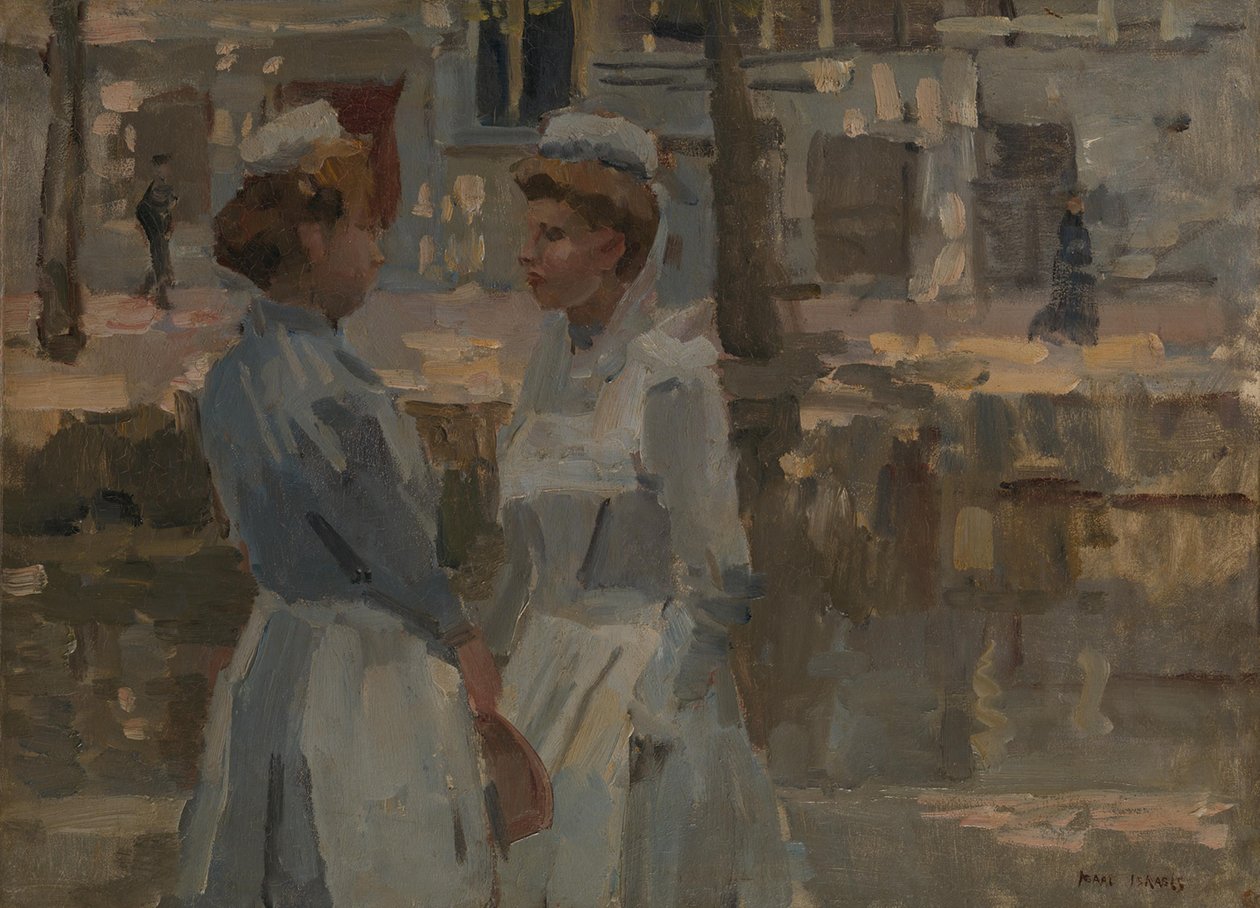 To tjenestepiger ved en kanal af Isaac Israels