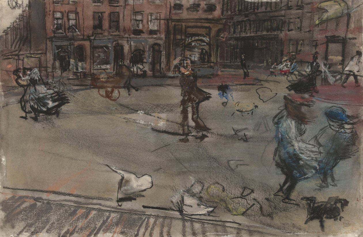 Vindstød på Dapperplein i Amsterdam af Isaac Israels