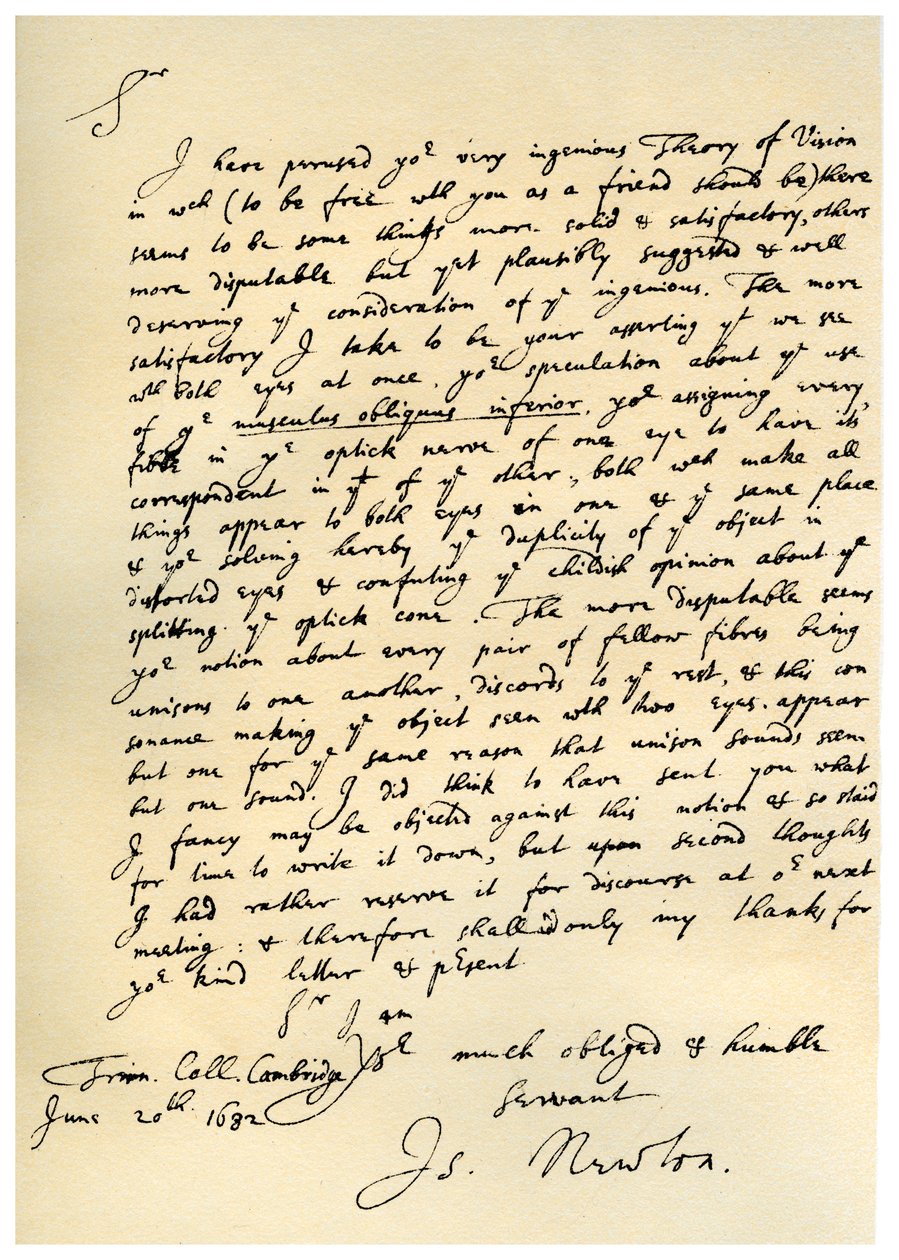Brev fra Sir Issac Newton til William Briggs, 20. juni 1682. af Isaac Newton