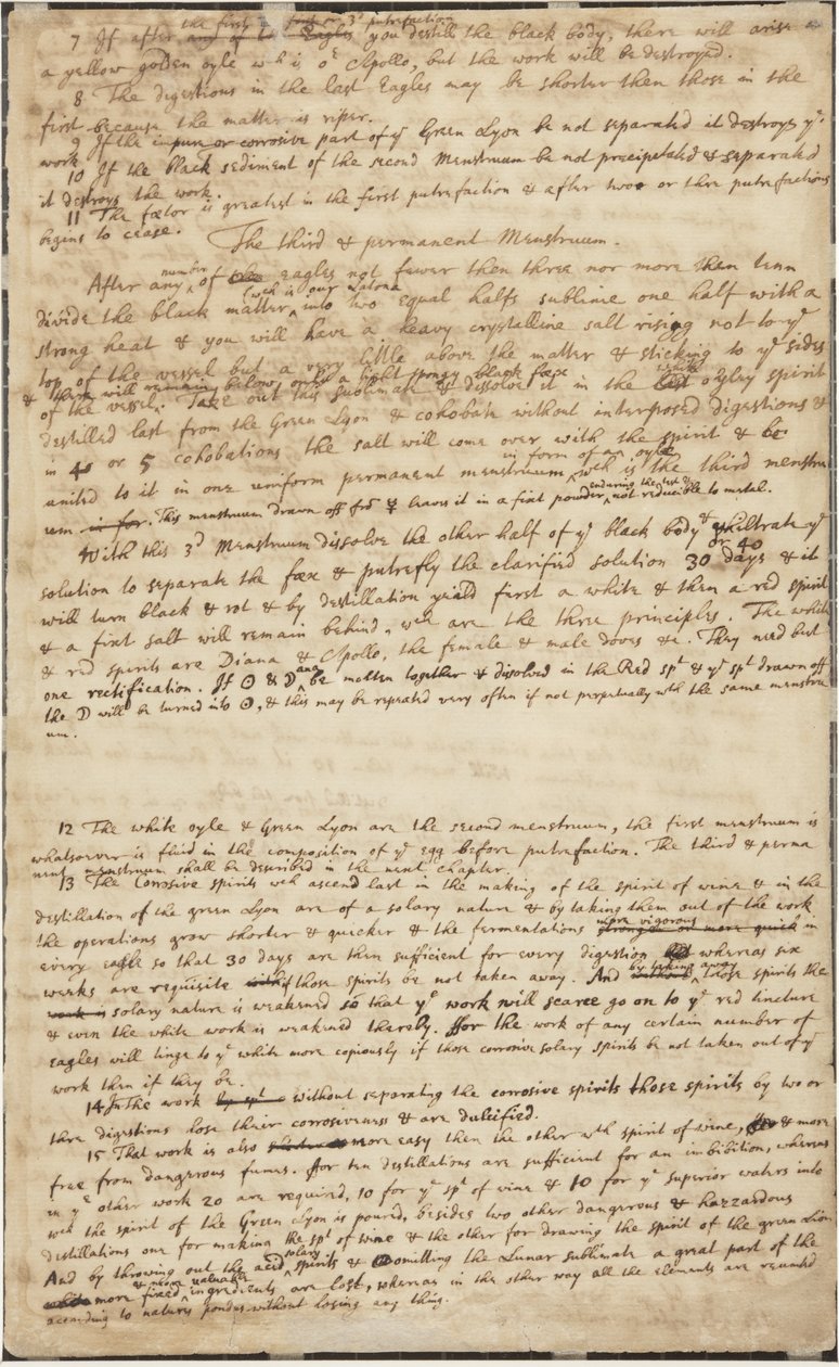 Jagten på det grønne Lyon, verso, ca. 1700 af Isaac Newton
