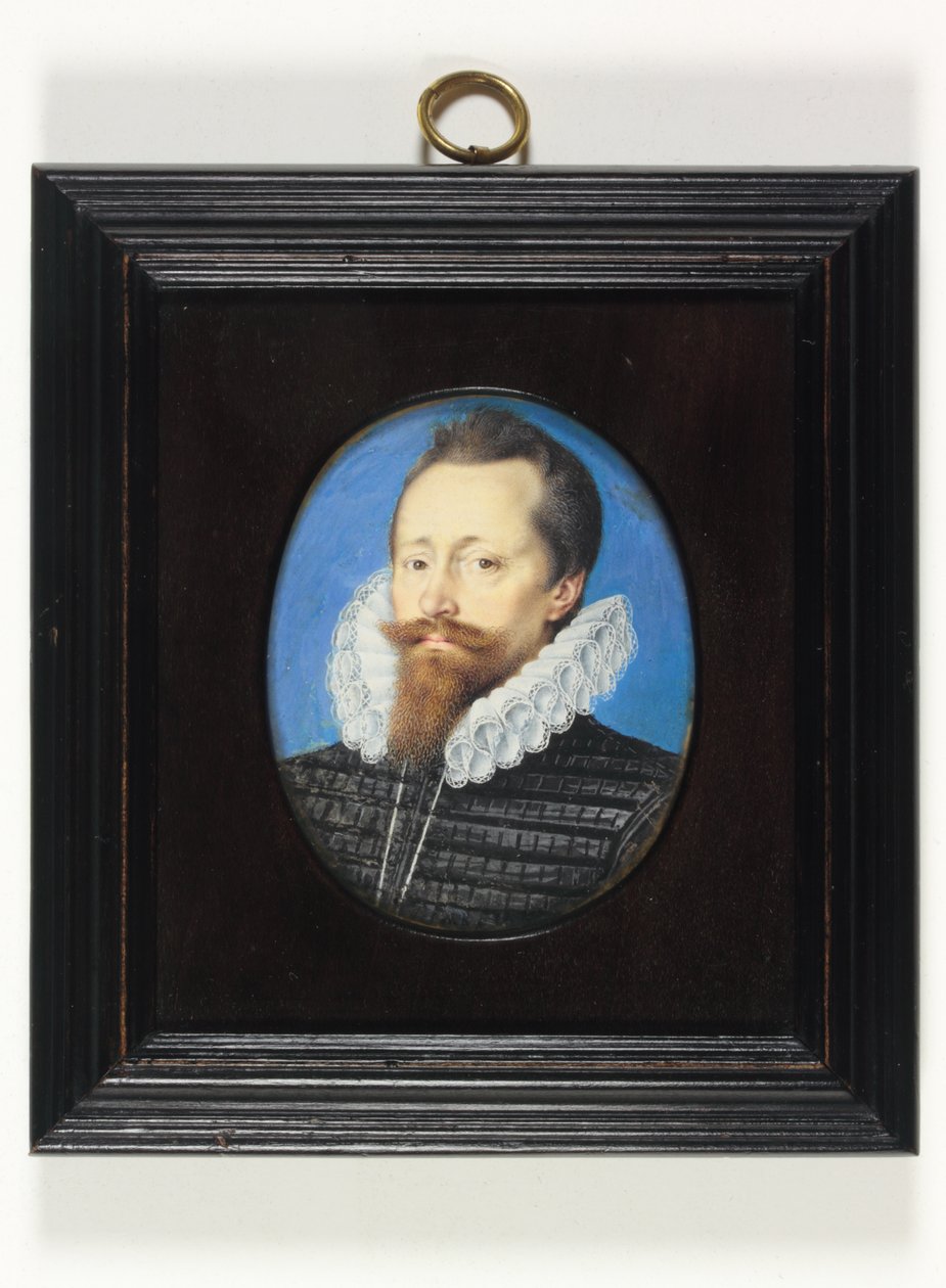 En gentleman, måske Edward Cecil, Viscount Wimbledon (akvarel på vellum) af Isaac Oliver