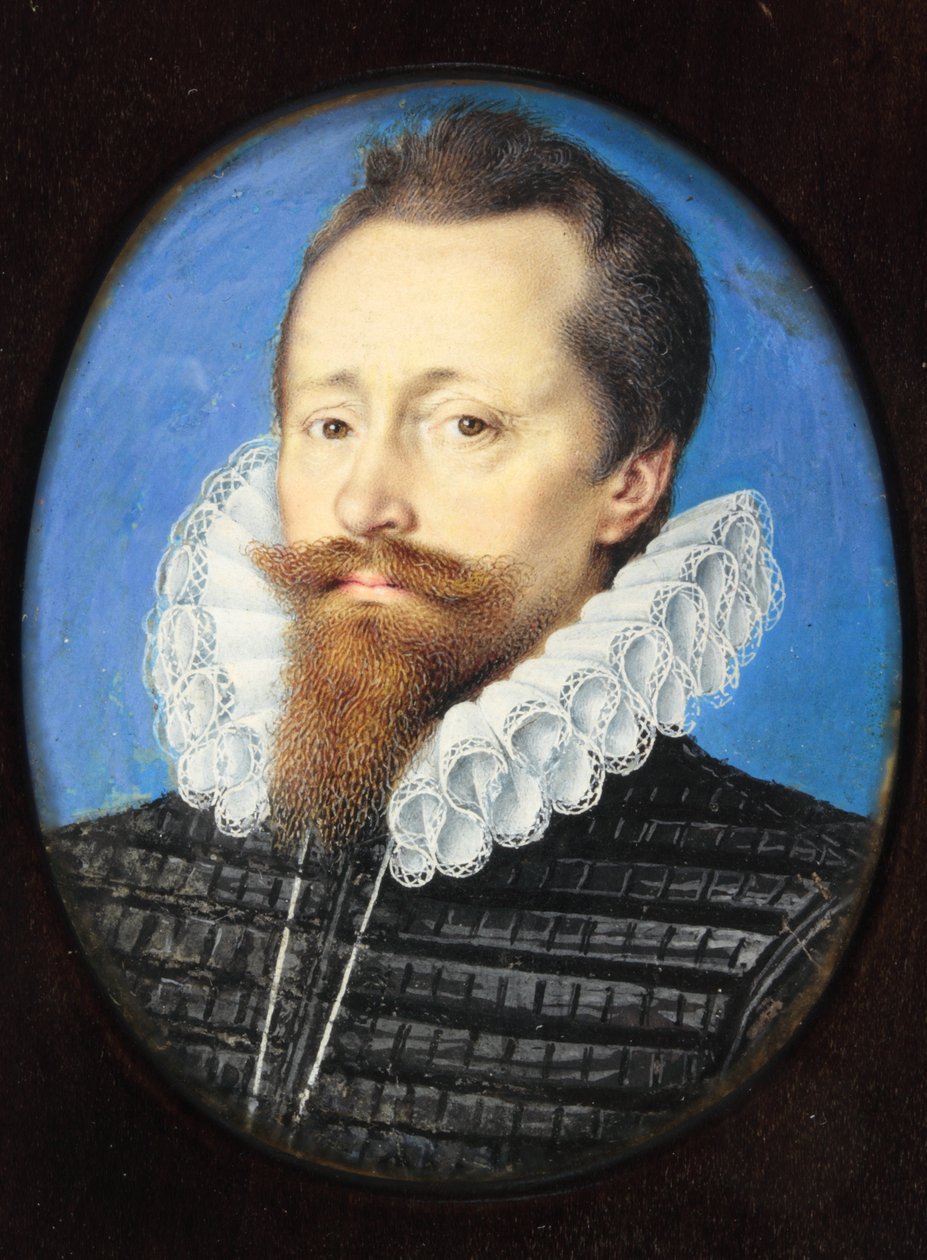 En gentleman, måske Edward Cecil, Viscount Wimbledon (akvarel på vellum) af Isaac Oliver