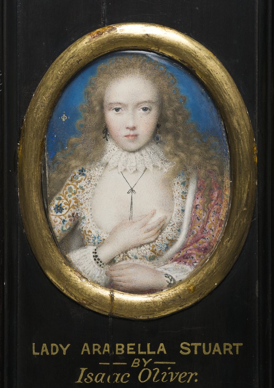 Lady Arabella Stuart (akvarel på pergament) af Isaac Oliver