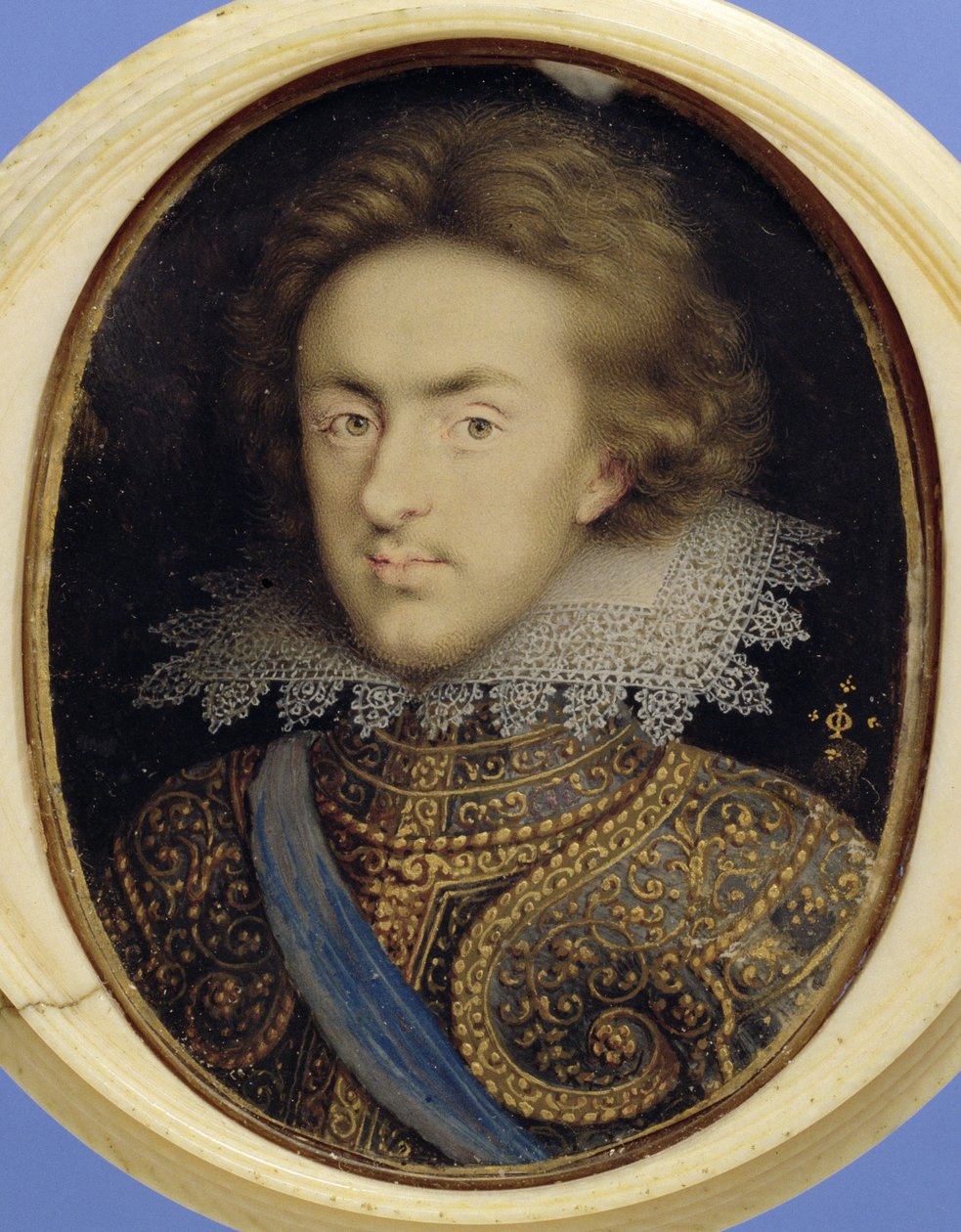 Miniatureportræt af Henry (1594-1612) Prins af Wales (akvarel på pergament) af Isaac Oliver